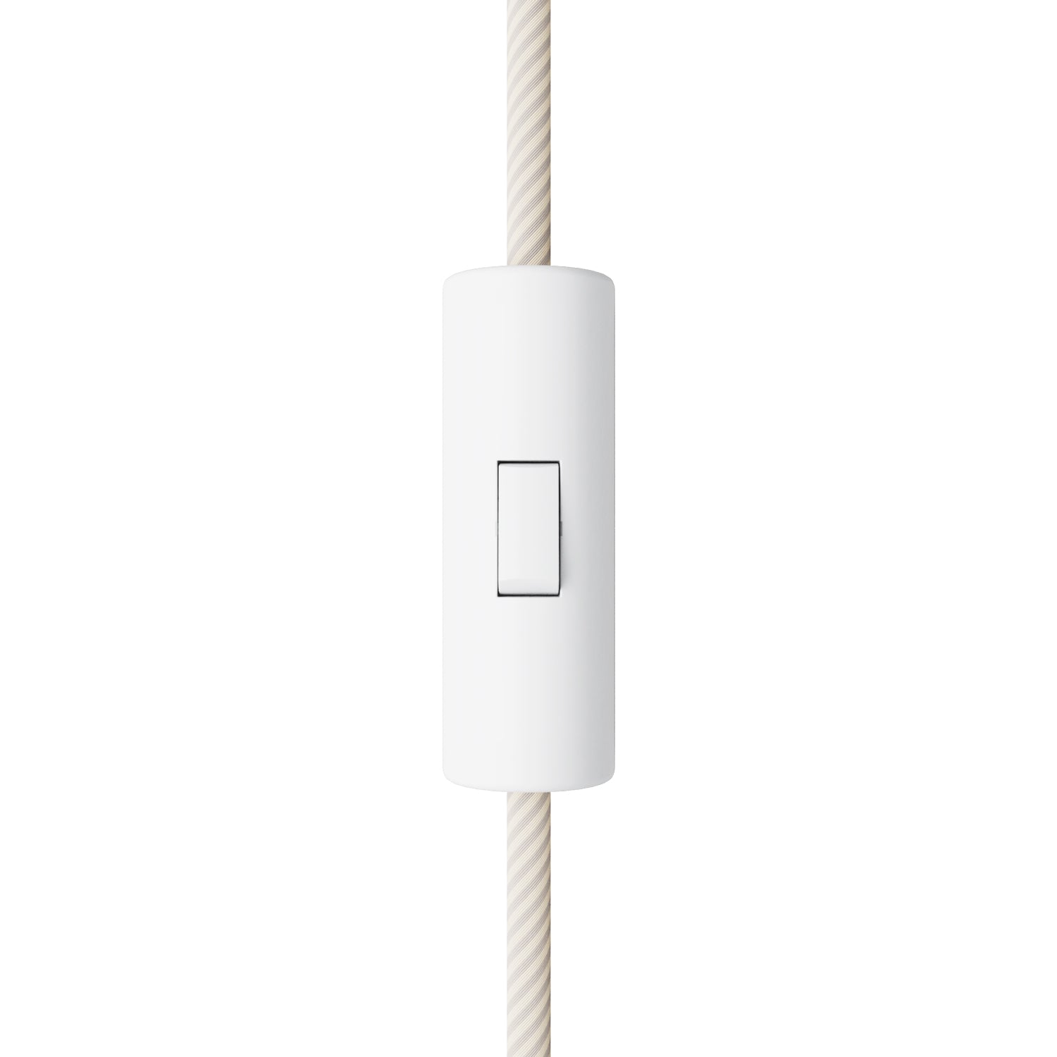 Interruttore unipolare a bascula di forma cilindrica con morsetto di terra - Bianco