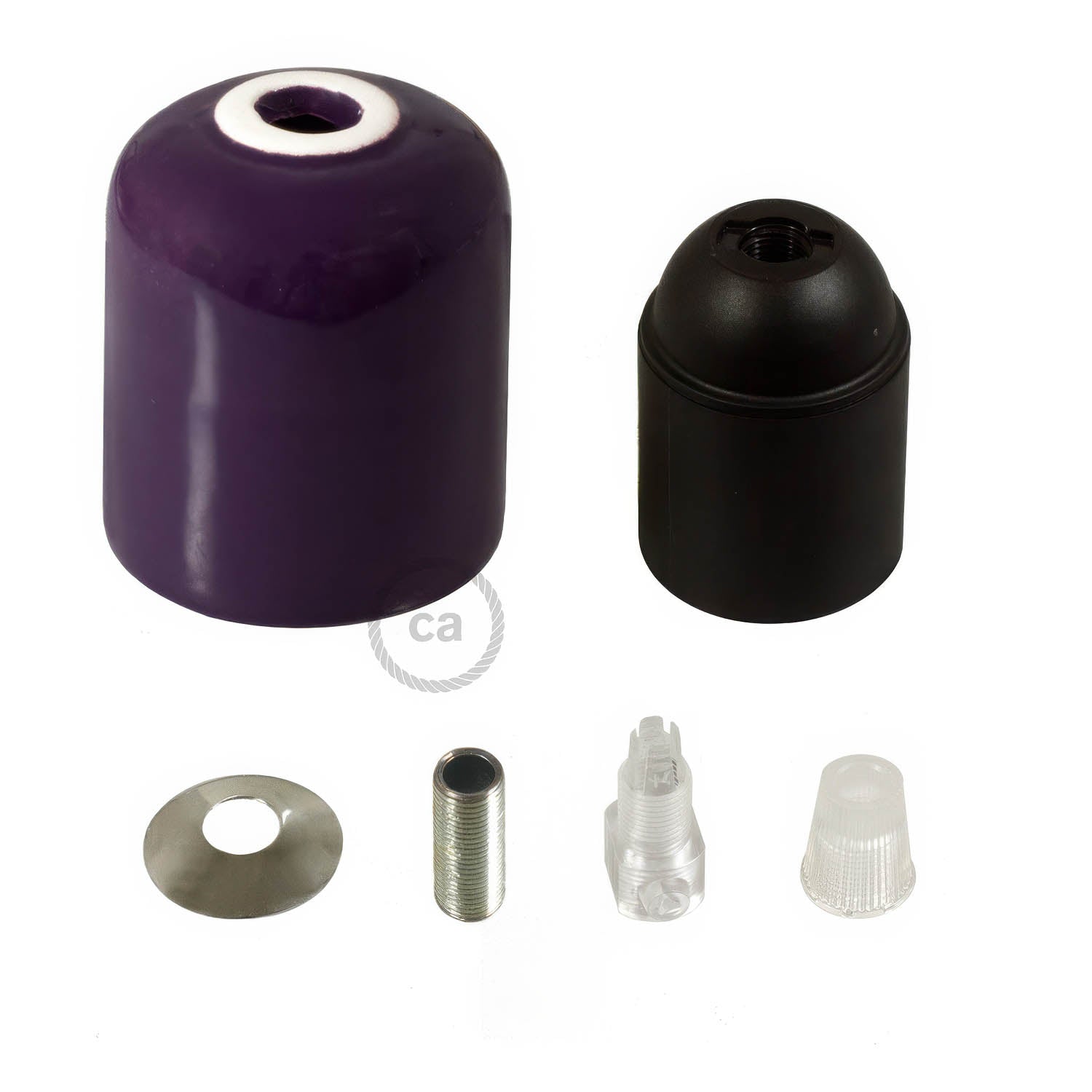 Kit portalampada E27 in ceramica - Viola