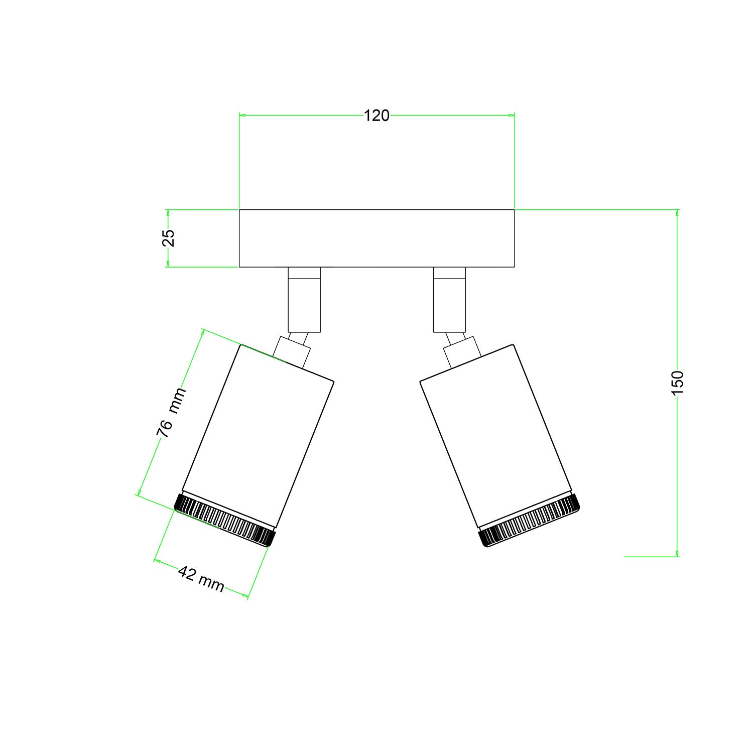 Fermaluce con 2 faretti orientabili Mini Spotlight GU1d0 - Petrolio