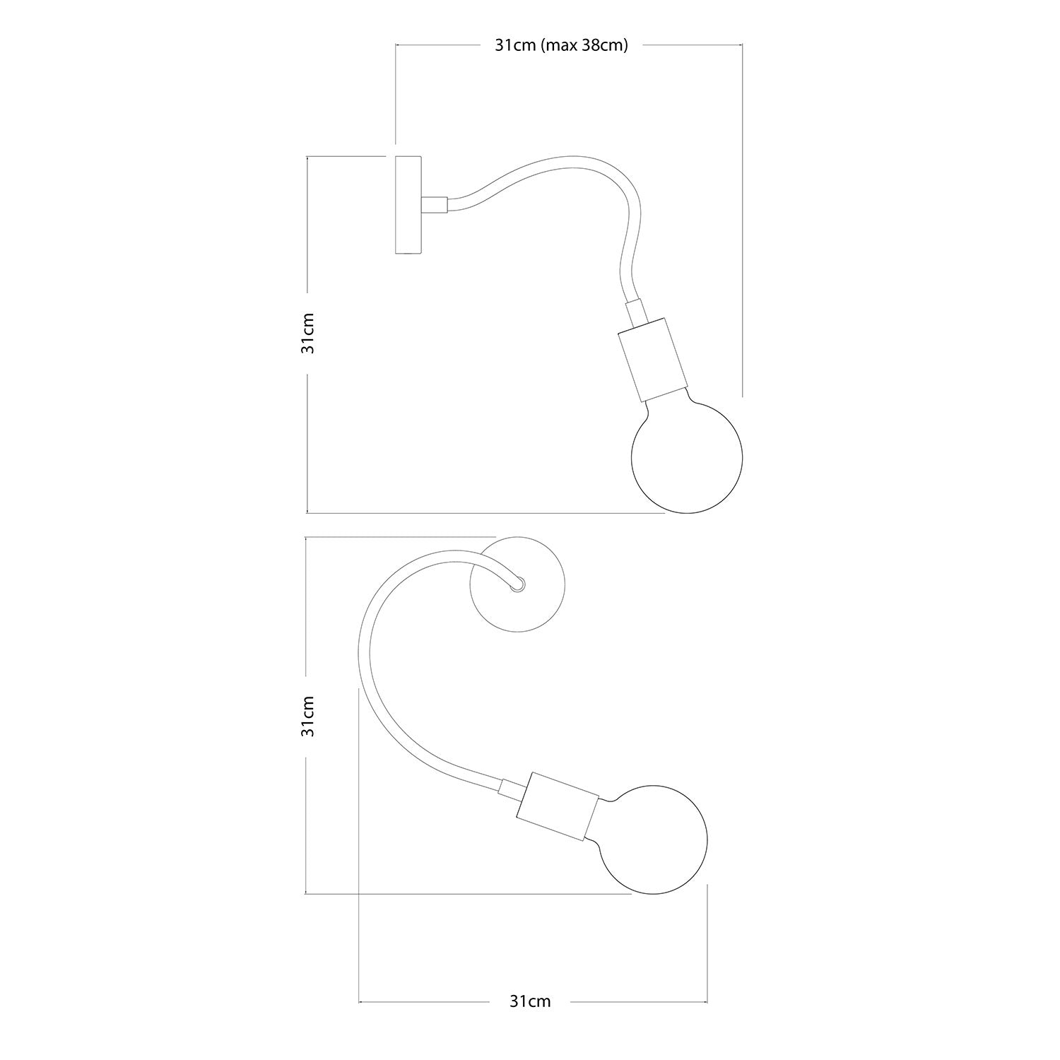 Lampada Flex 30 con lampadina Globo - Titanio satinato