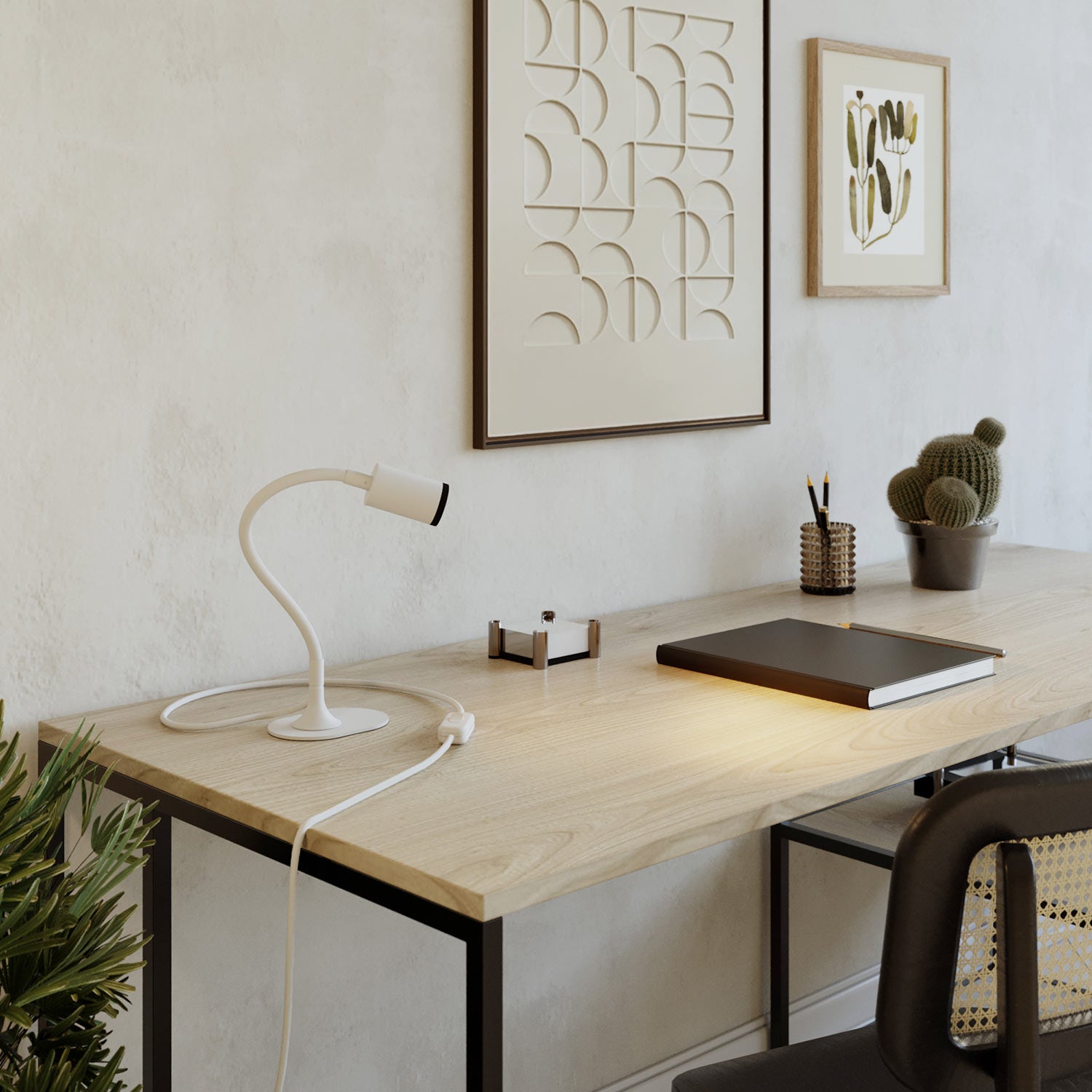 Base metallica ovale per lampada da tavolo MAG-Y - Bianco opaco