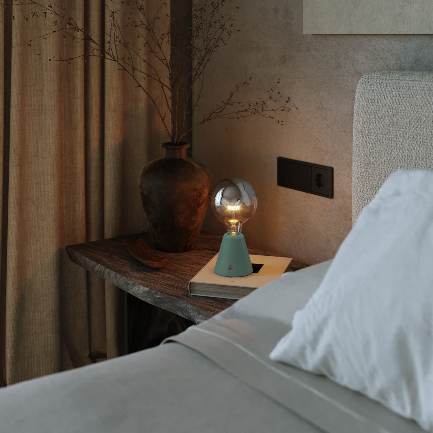 Lampada portatile ricaricabile Cabless01 con lampadina globo mezza sfera argento - Ottanio