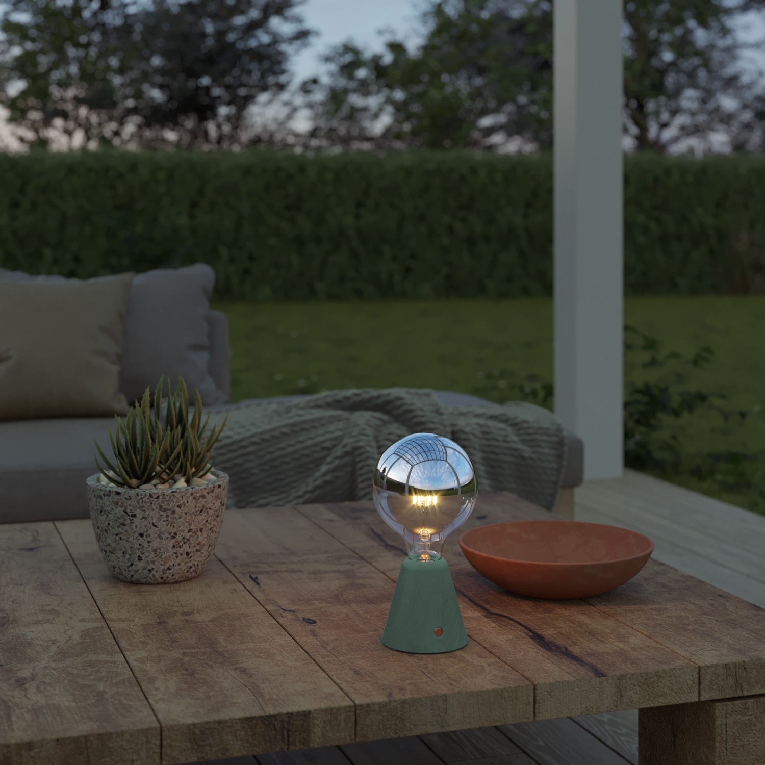 Lampada portatile ricaricabile Cabless01 con lampadina globo mezza sfera argento - Ottanio