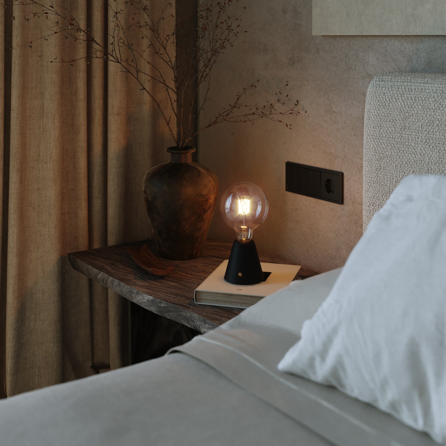 Lampada portatile ricaricabile Cabless01 con lampadina globo G125 - Nero