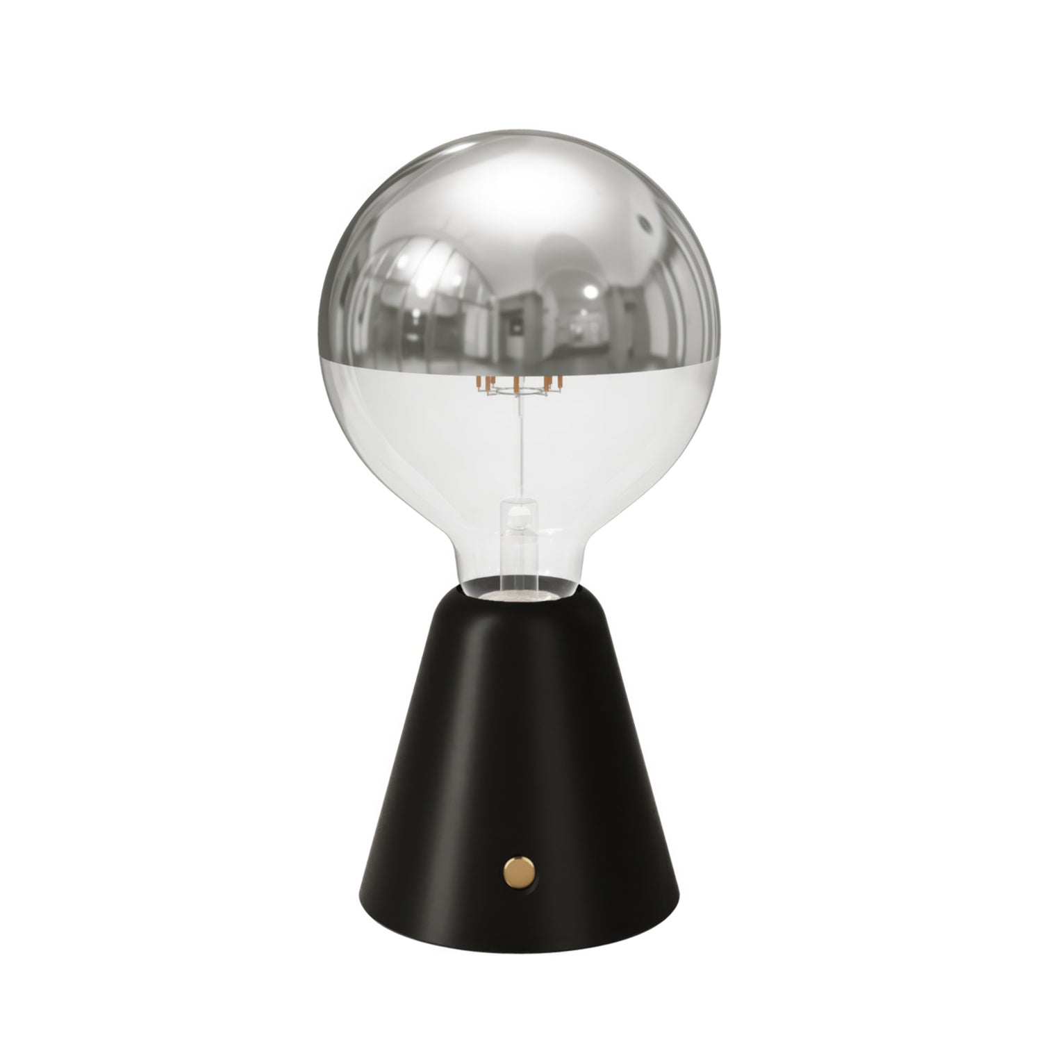 Lampada portatile ricaricabile Cabless01 con lampadina globo mezza sfera argento - Nero