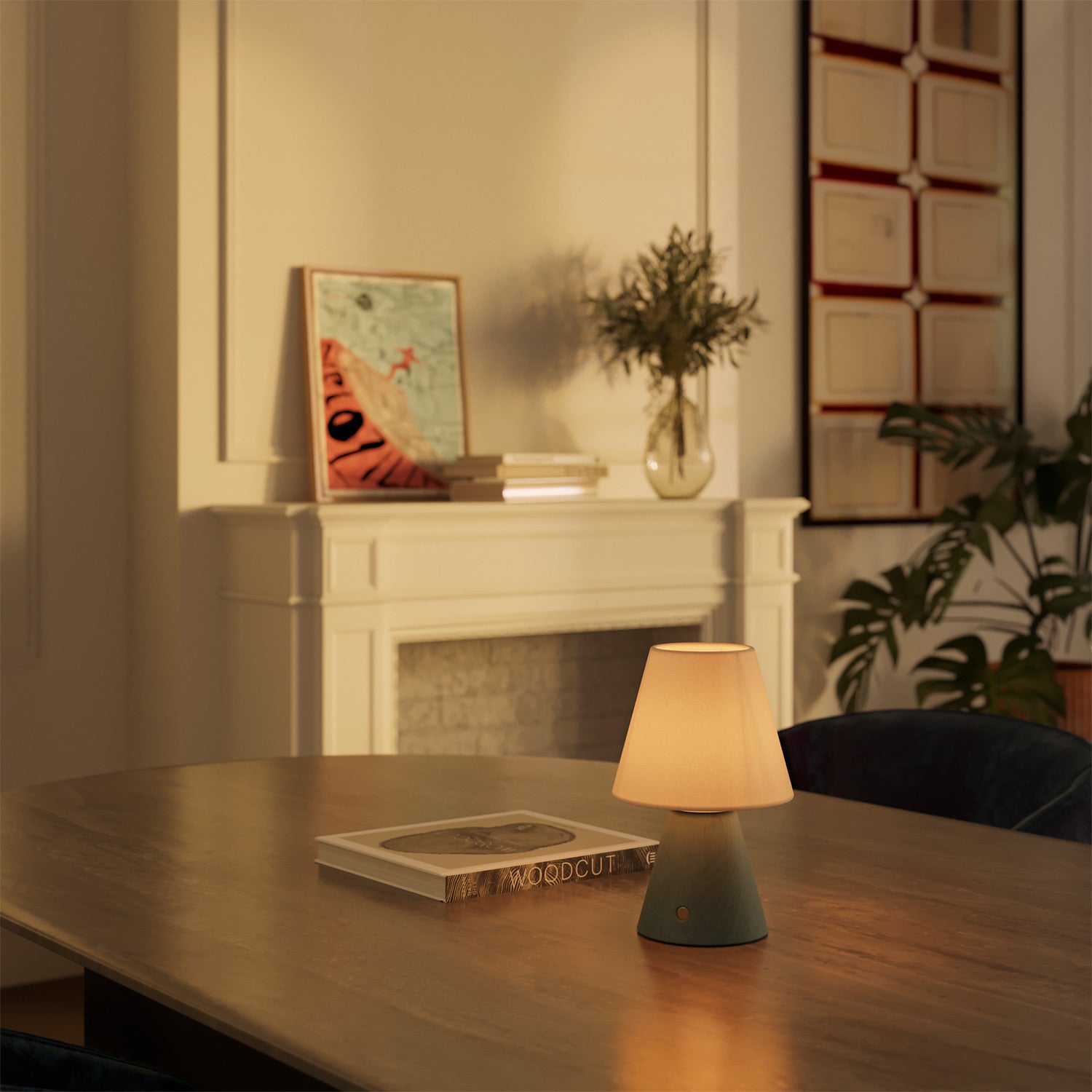 Lampada portatile ricaricabile Cabless11 con lampadina a goccia e paralume - Ottanio