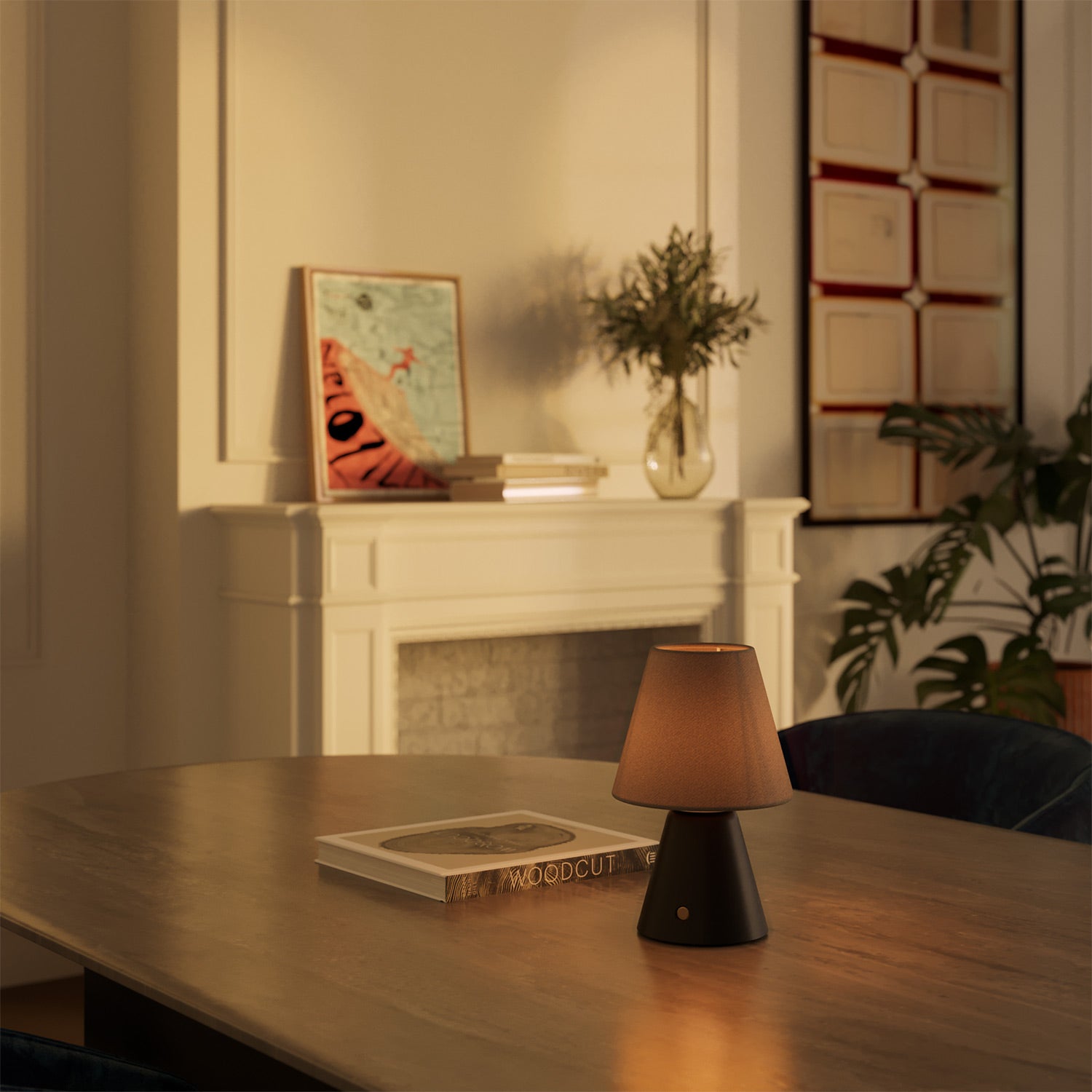 Lampada portatile ricaricabile Cabless11 con lampadina a goccia e paralume - Nero