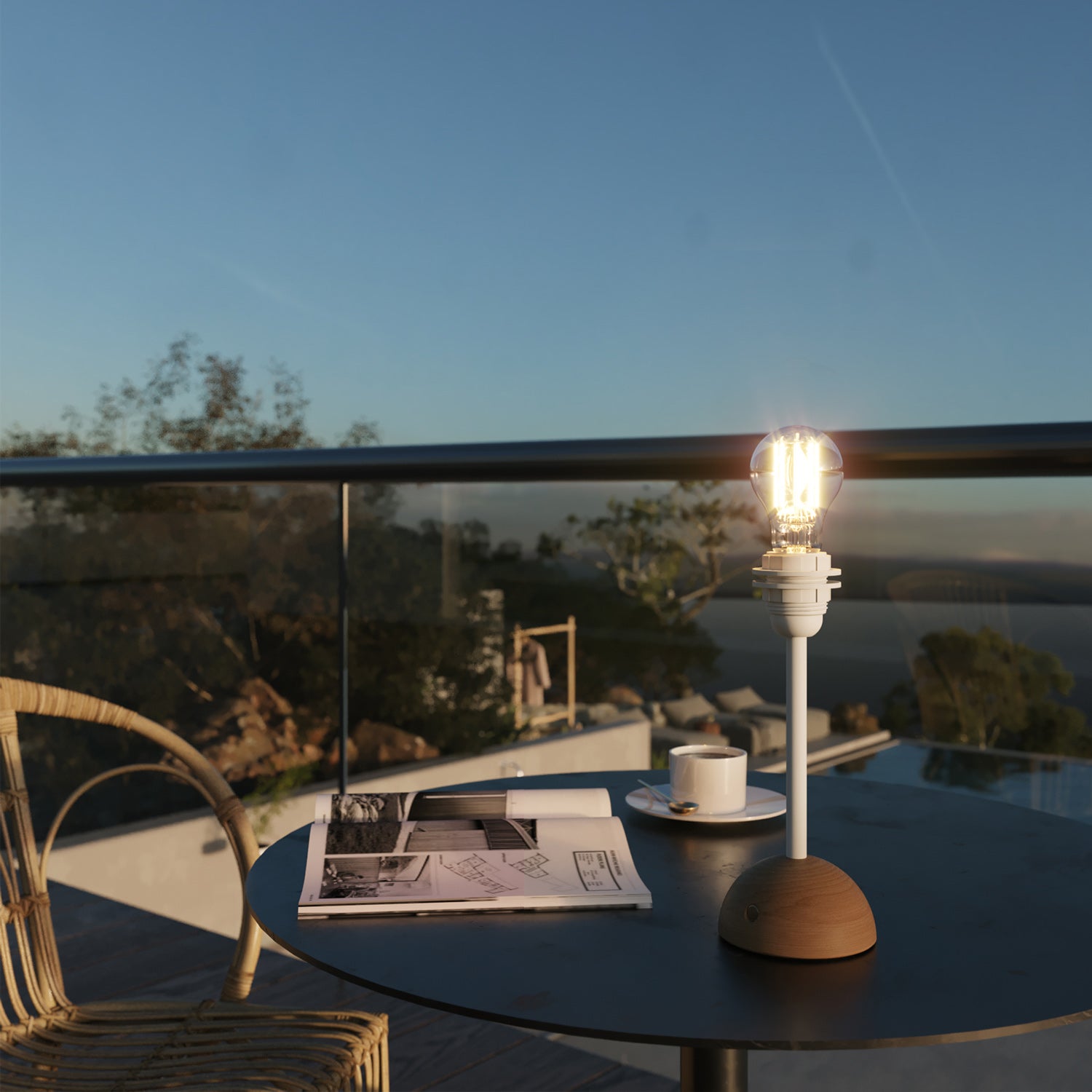 Lampada portatile e ricaricabile Cabless12 con lampadina a goccia e predisposizione per paralume - Neutro