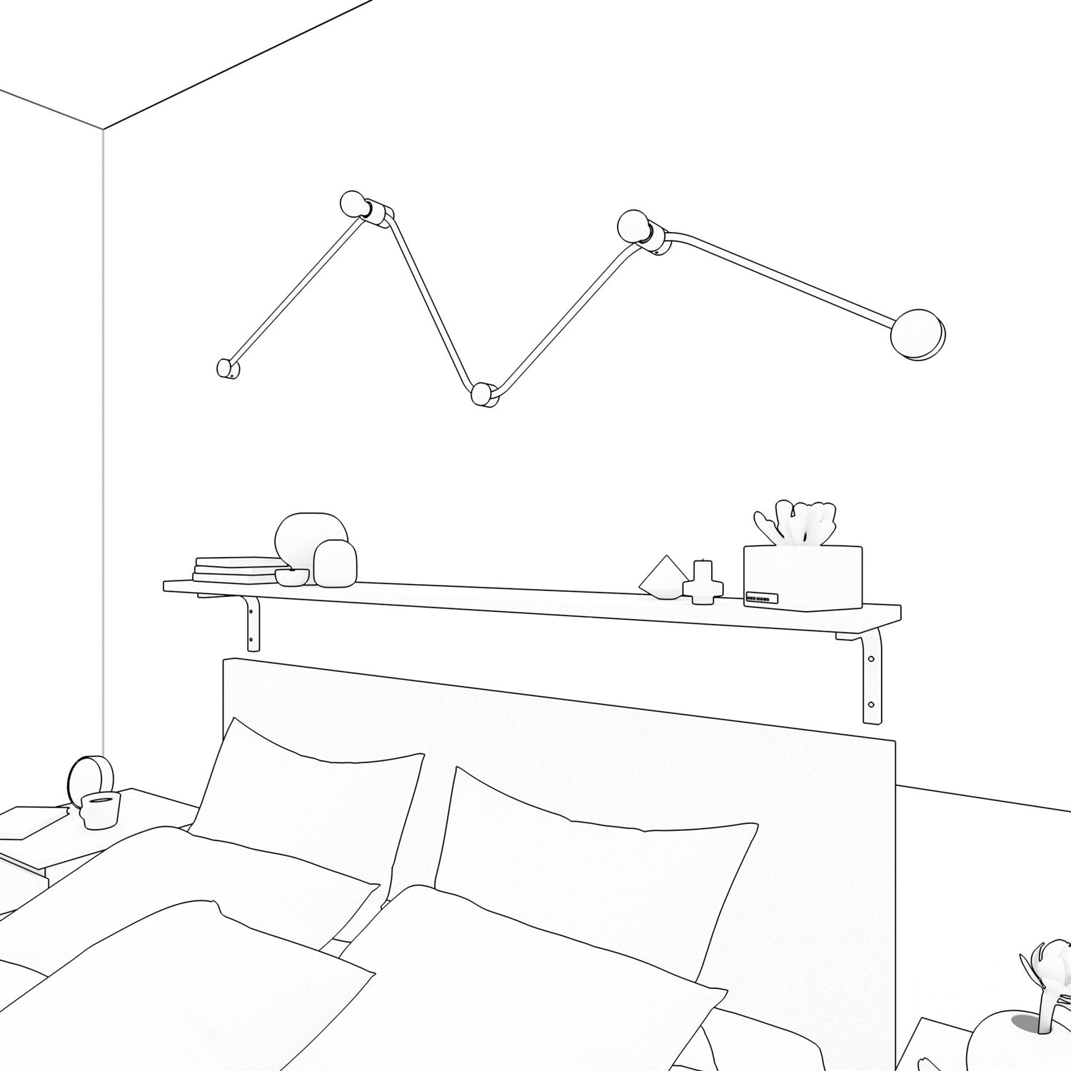 Sistema Filé Wiggle Kit - con cavo CN06 di 3 m per catenaria e 5 componenti in legno per interni