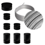 Sistema Filé Linear Kit - con cavo CM02 di 5 m per catenaria e 7 componenti in legno verniciato nero per interni