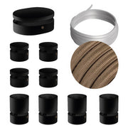 Sistema Filé Symmetric Kit - con cavo CM27 di 5 m per catenaria e 9 componenti in legno verniciato nero per interni