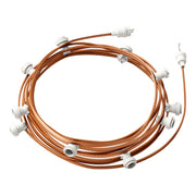 Catenaria Sistema Lumet da 12,5 m con cavo tessile CM22, 10 portalampada, gancio e spina bianchi