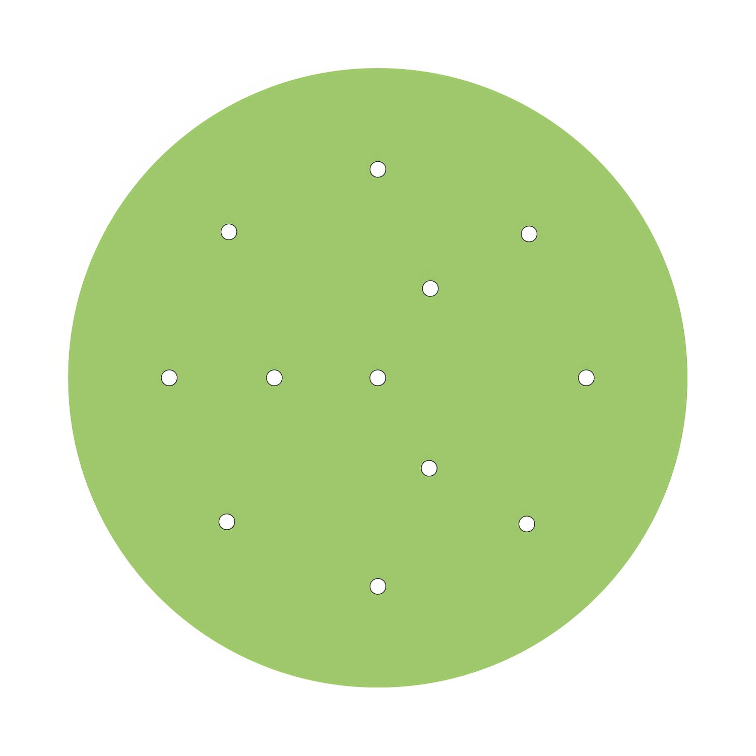 Rosone XXL Rose-One rotondo, diametro 400 mm con 12 fori e 4 fori laterali - Verde prato Bianco