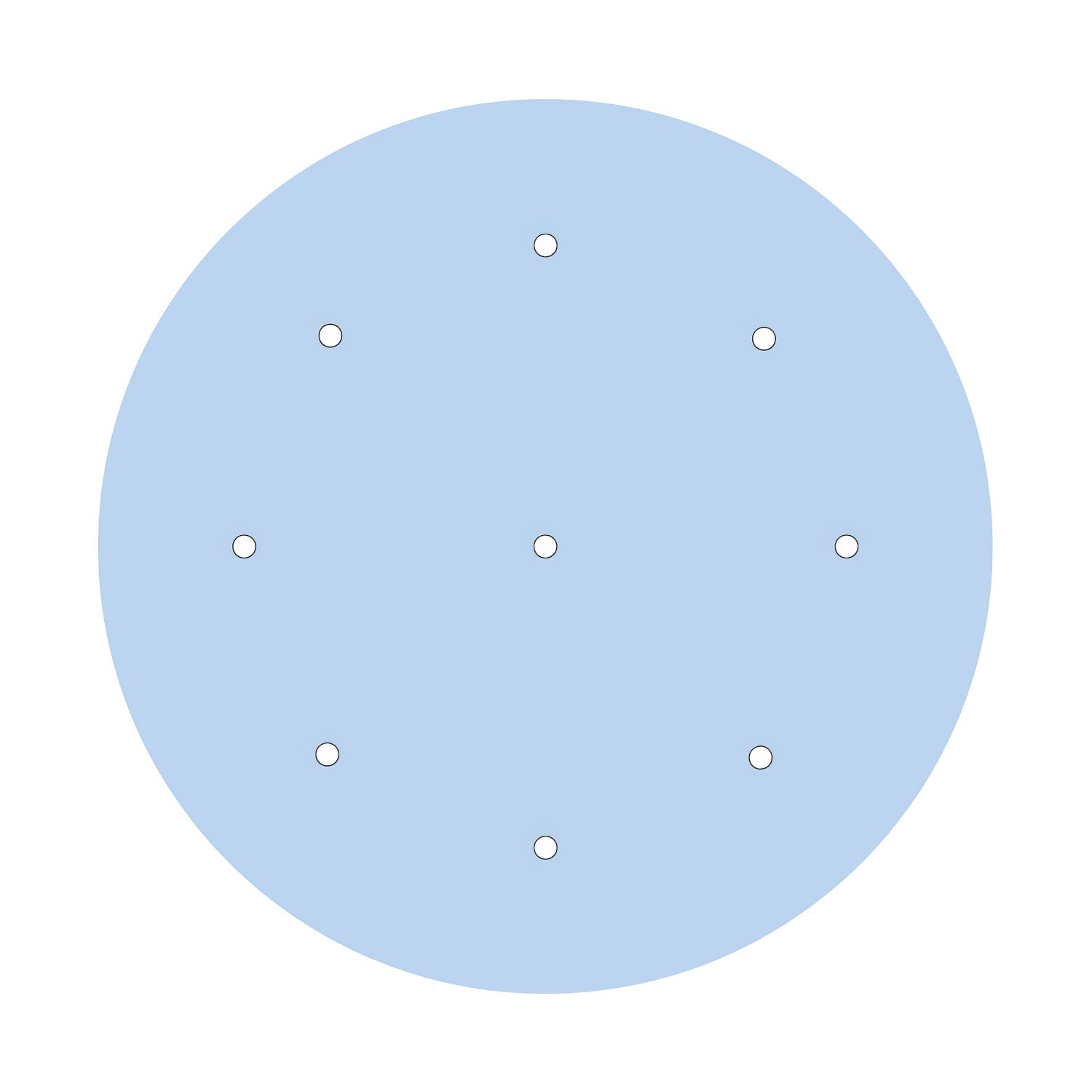 Rosone XXL Rose-One rotondo, diametro 400 mm con 9 fori e 4 fori laterali - Blu carta da zucchero Bianco