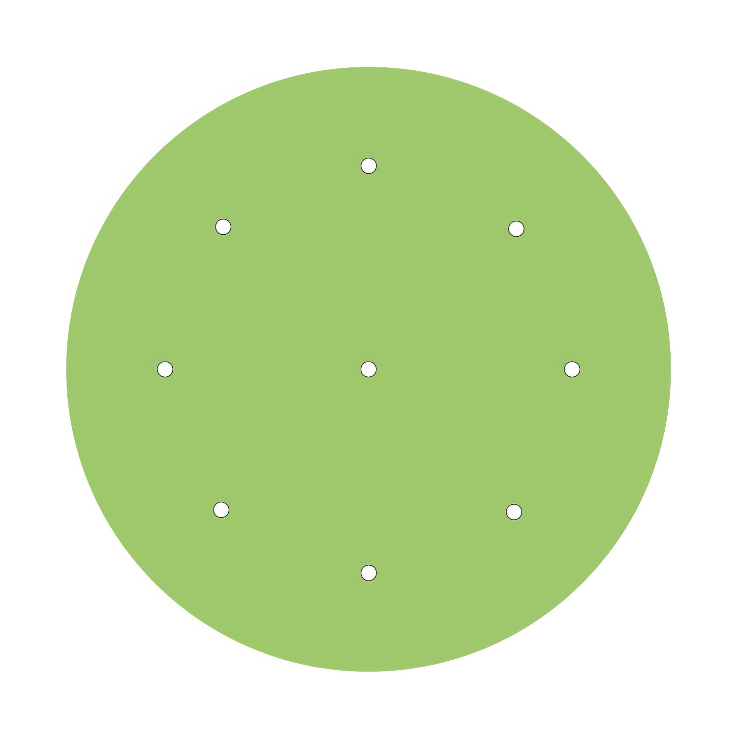 Rosone XXL Rose-One rotondo, diametro 400 mm con 9 fori e 4 fori laterali - Verde prato Bianco