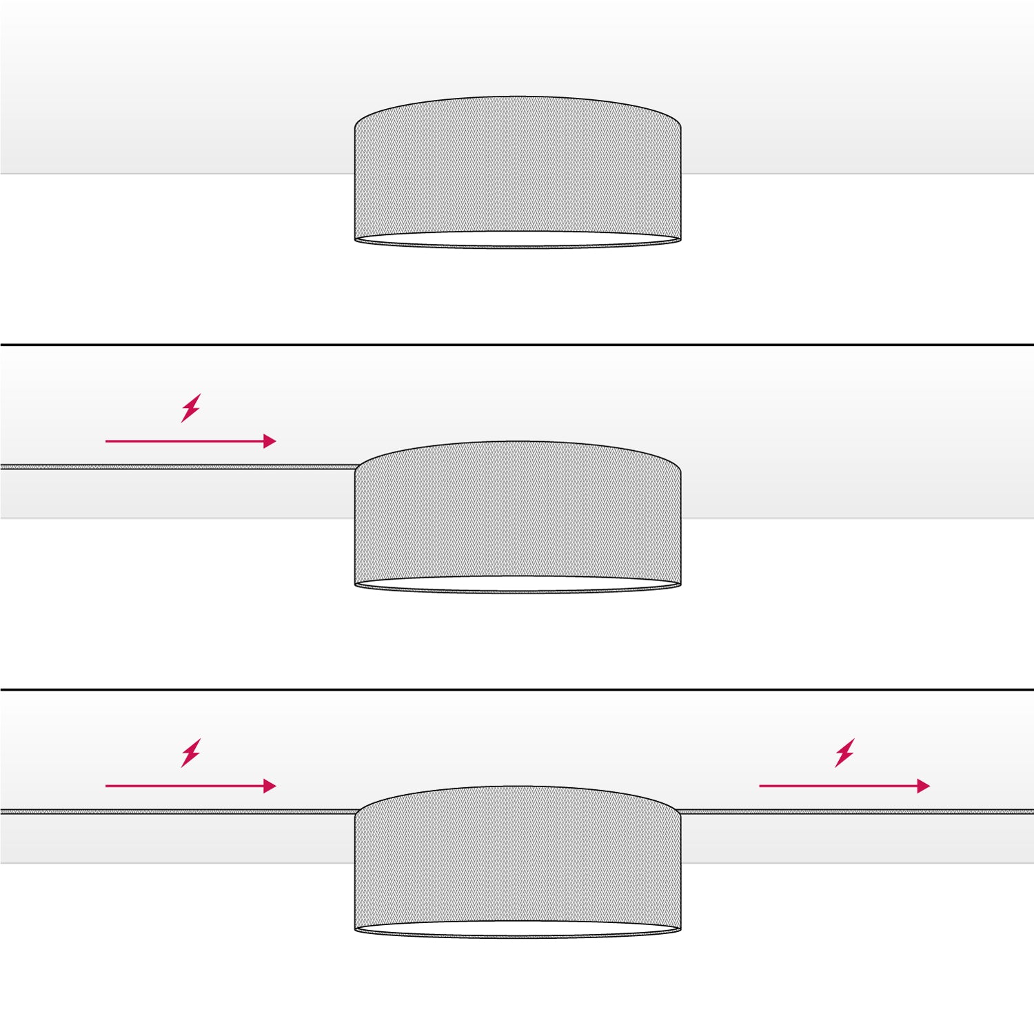 Plafoniera in tessuto Large Arenal cenere - Made in Italy