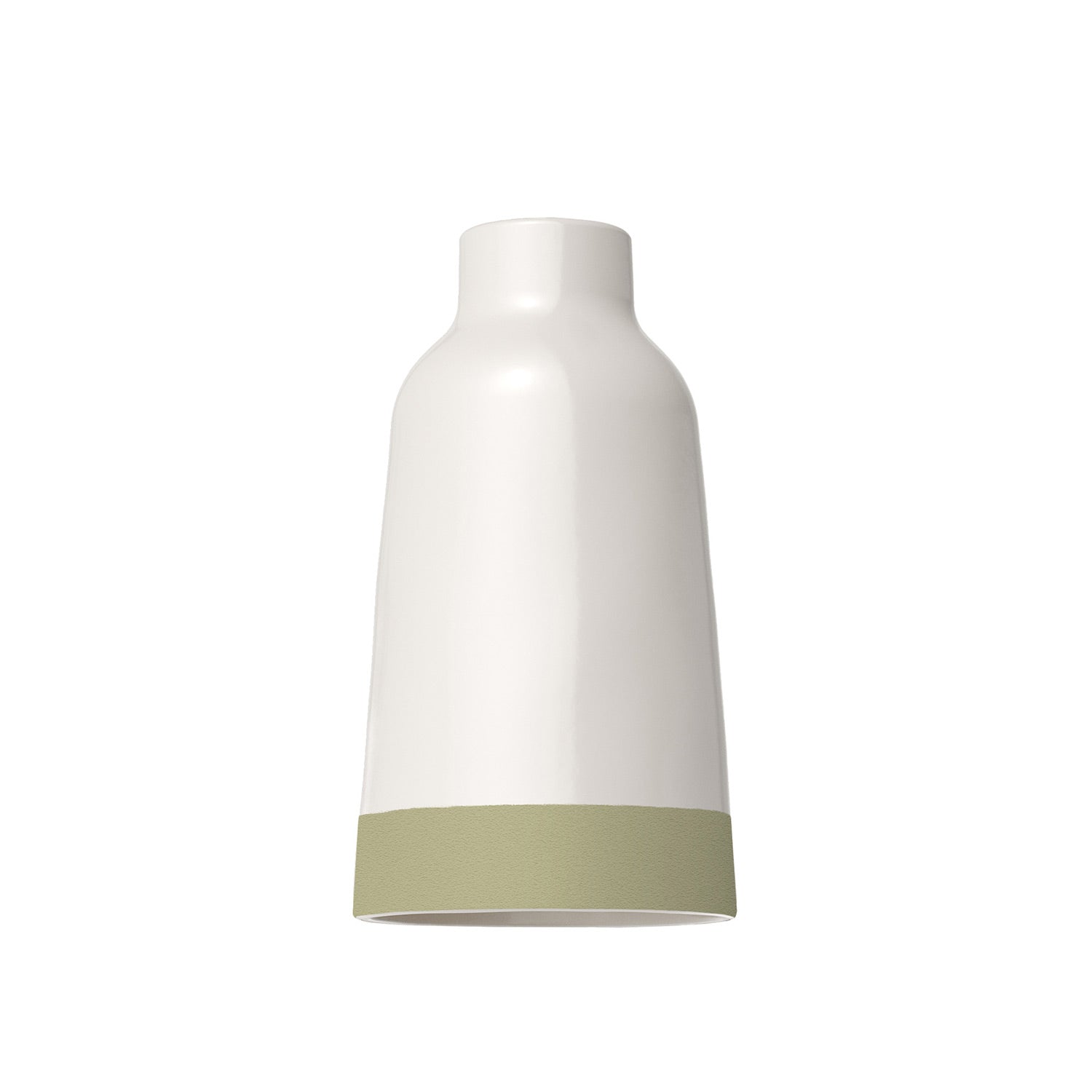 Paralume Bottiglia bicolore in ceramica Bianco e Verde salvia, collezione Materia - Made in Italy