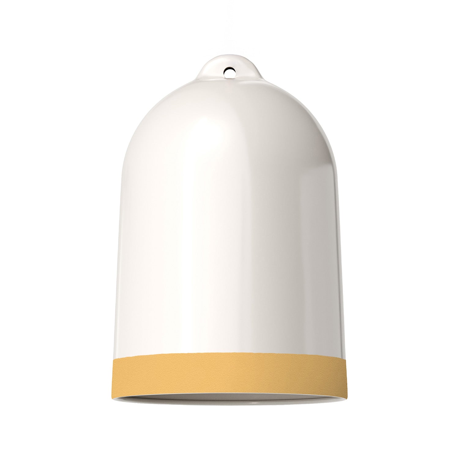 Paralume Campana XL bicolore in ceramica Bianco e Giallo, collezione Materia - Made in Italy