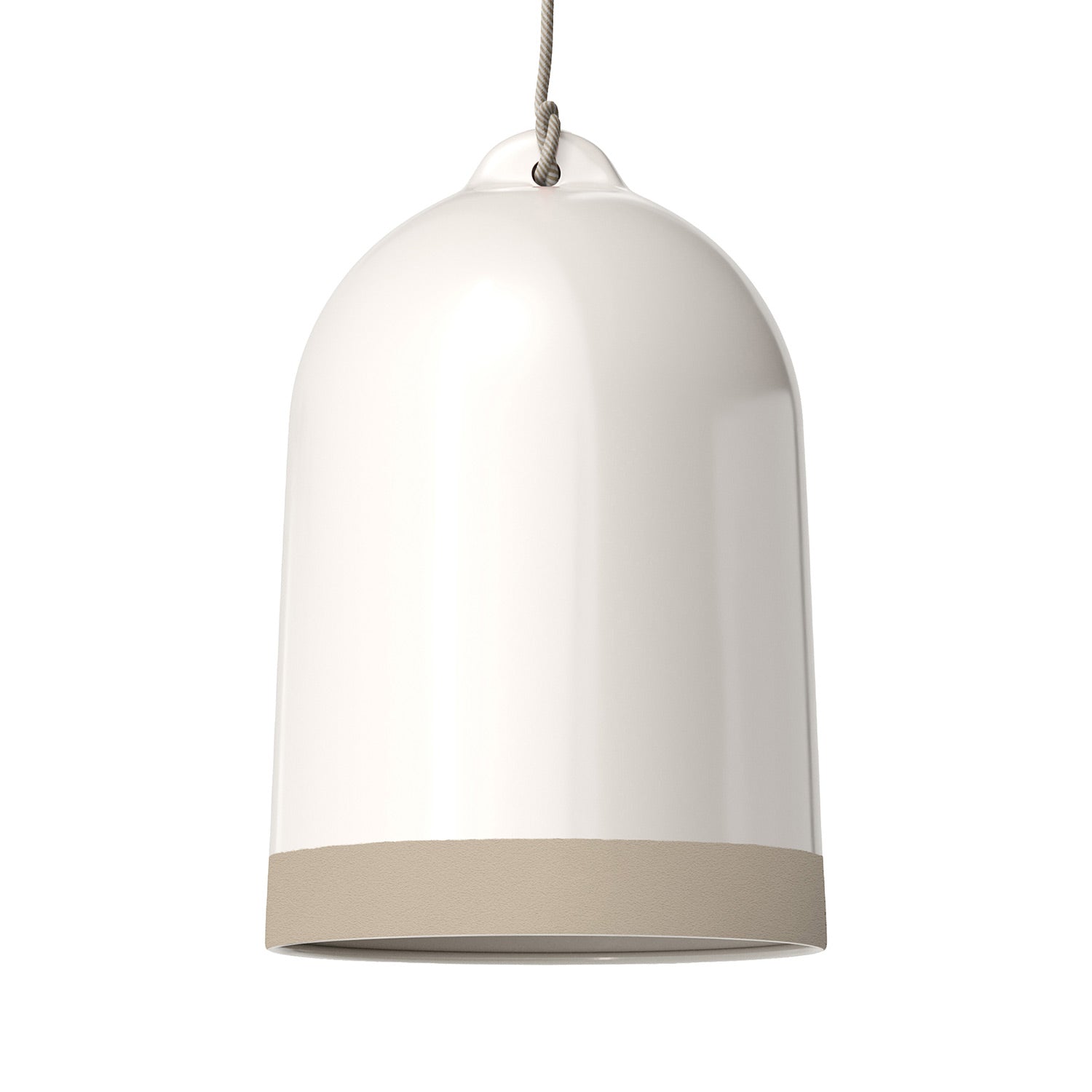 Paralume Campana XL bicolore in ceramica Bianco e Tortora, collezione Materia - Made in Italy