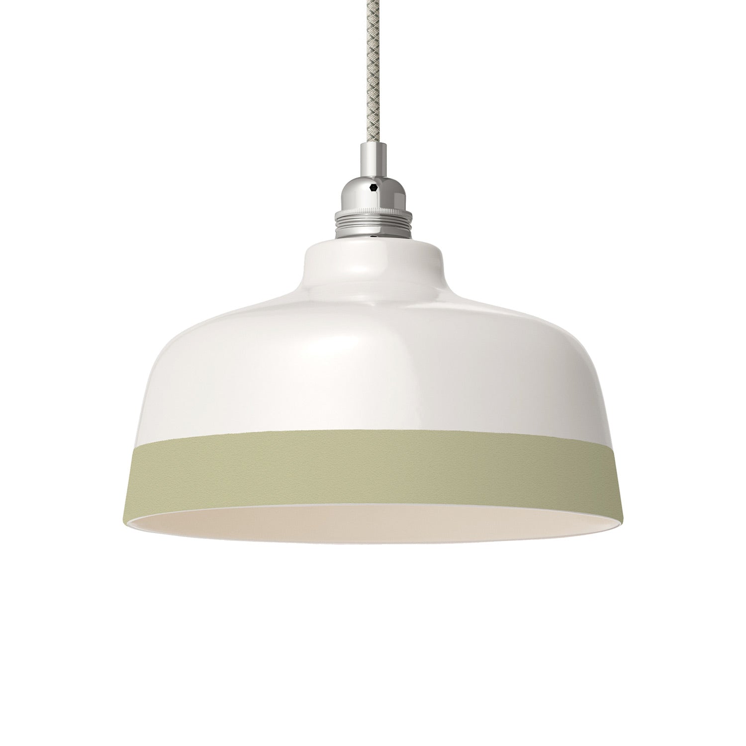 Paralume Coppa bicolore in ceramica Bianco e Verde salvia, collezione Materia - Made in Italy