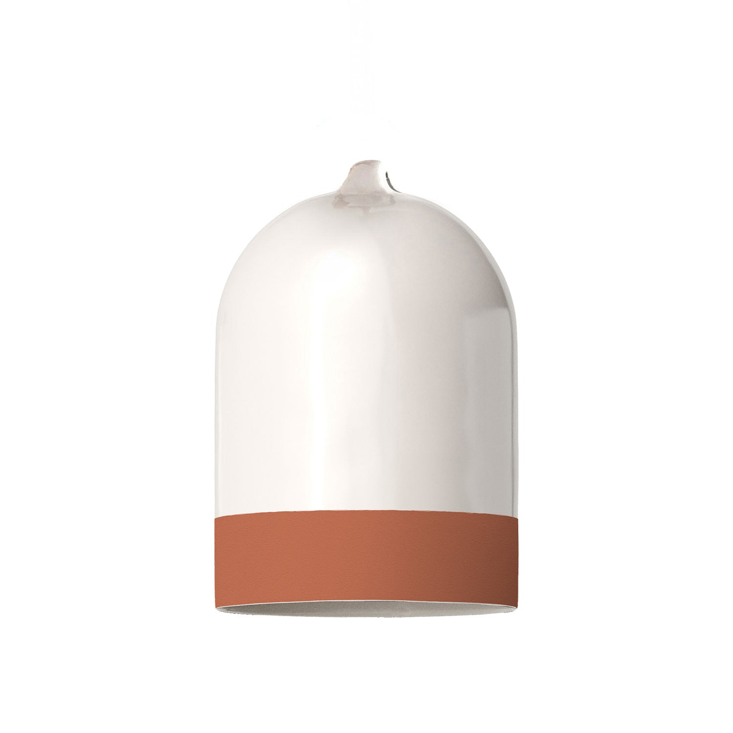 Paralume Campana Mini XS bicolore in ceramica Bianco e Terracotta, collezione Materia - Made in Italy