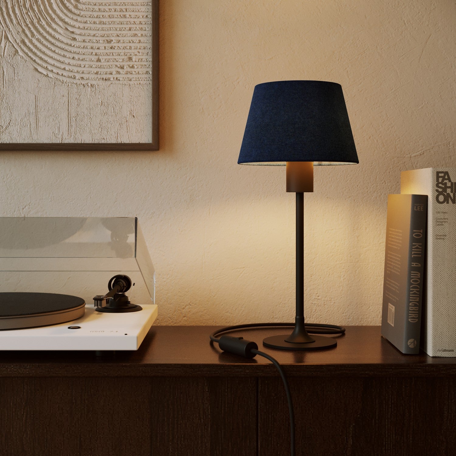 Paralume Impero S con attacco E27 per lampada da tavolo o applique - Made in Italy - Lana Blu