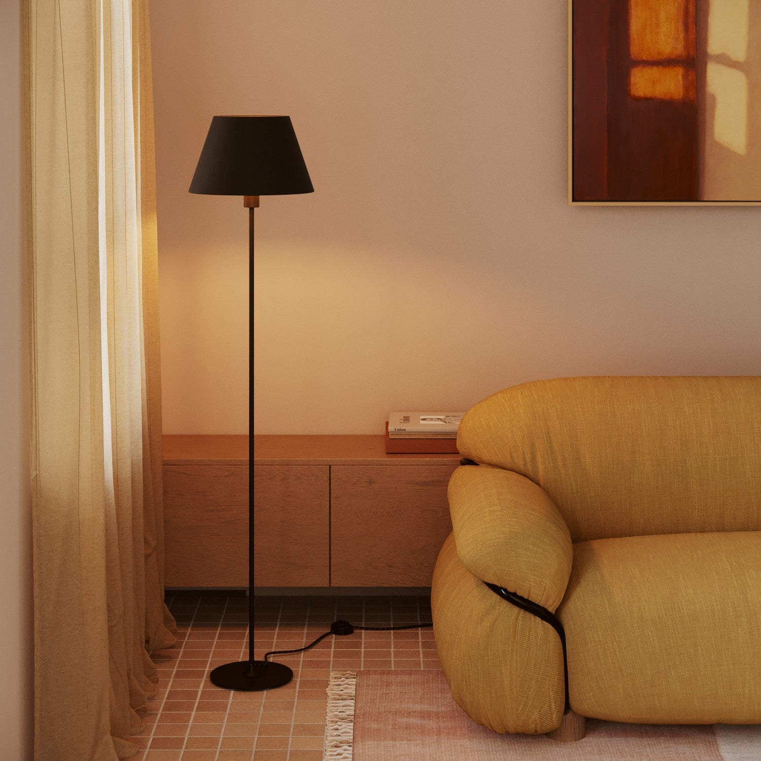 Paralume Impero M in tessuto per lampada da tavolo o applique con attacco E27 - Made in Italy - Cinette nero interno Oro