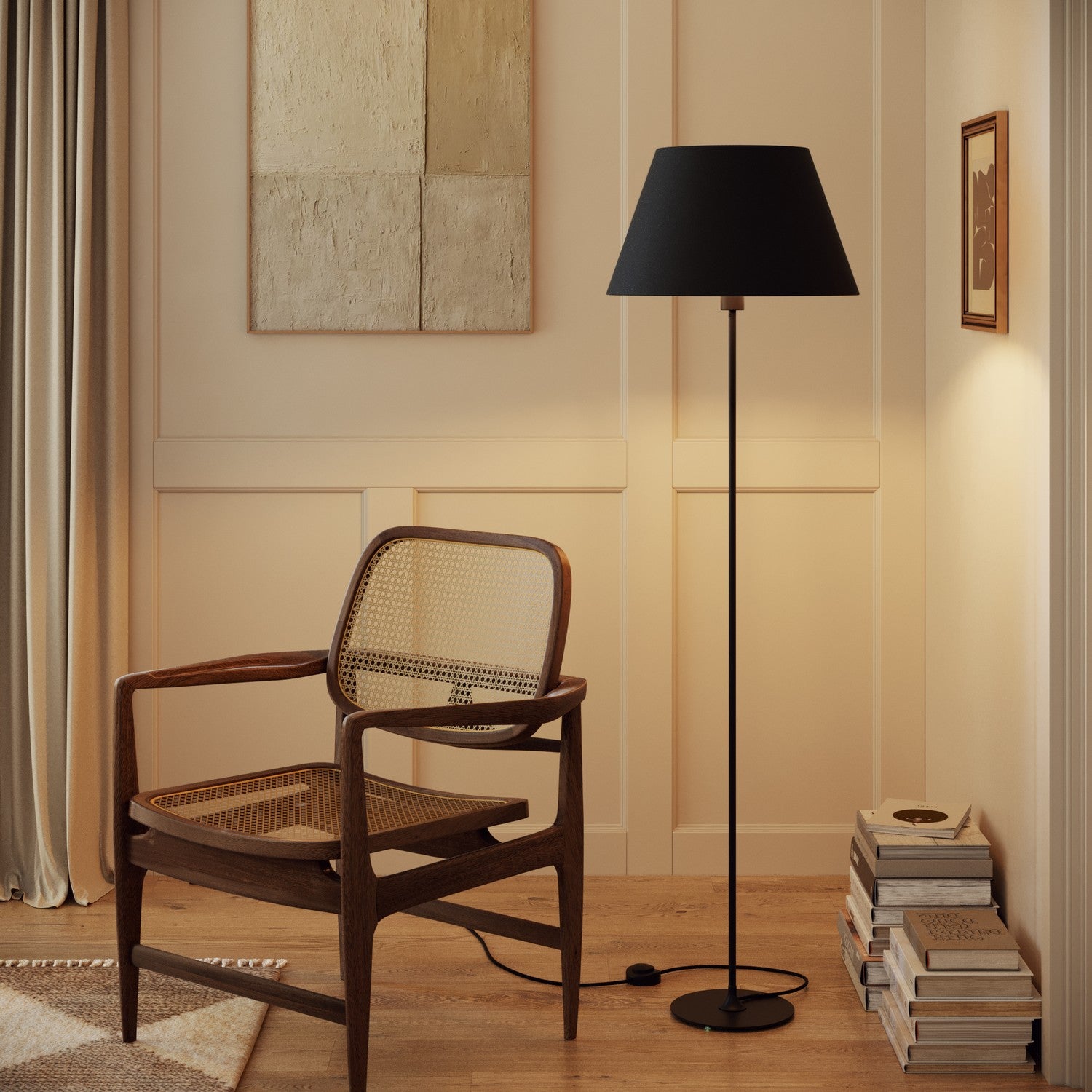 Paralume Impero L per lampada da tavolo o applique con attacco E27 - Made in Italy - Nero/Oro