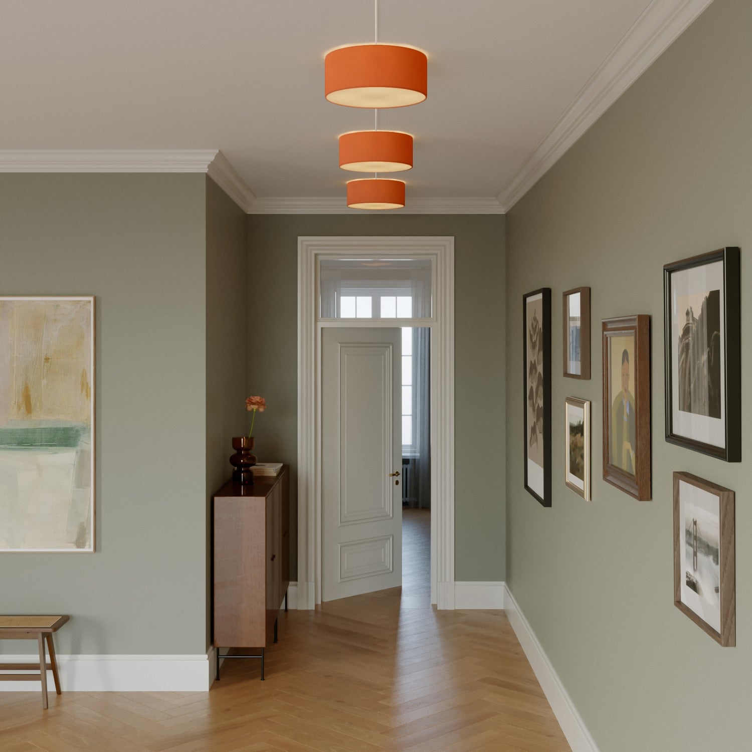 Plafoniera in tessuto Small Cinette aragosta - Made in Italy