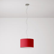 Lampada a sospensione con paralume in tessuto Cilindro Small Teletta rosso - Made in Italy No