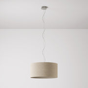 Lampada a sospensione con paralume in tessuto Cilindro Medium - Made in Italy - Lana Beige No