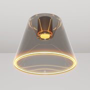 Plafoniera design con lampadina Ghost a cono smoky - Nero