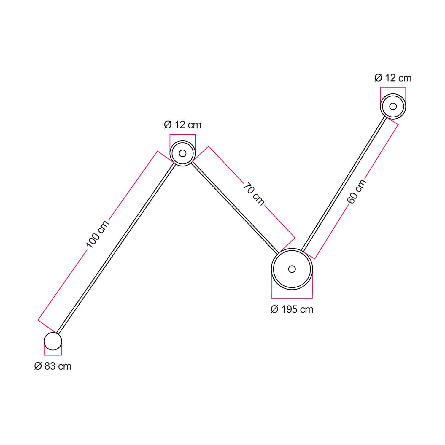 Lampada da parete Spostaluce con 3 lampadine Ghost e cavo nero