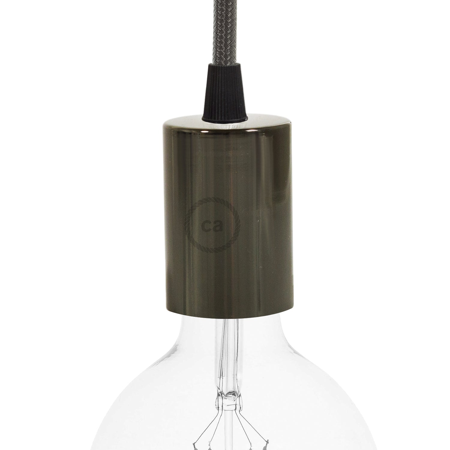 Kit portalampada E27 cilindrico in metallo - Nero perla Conico