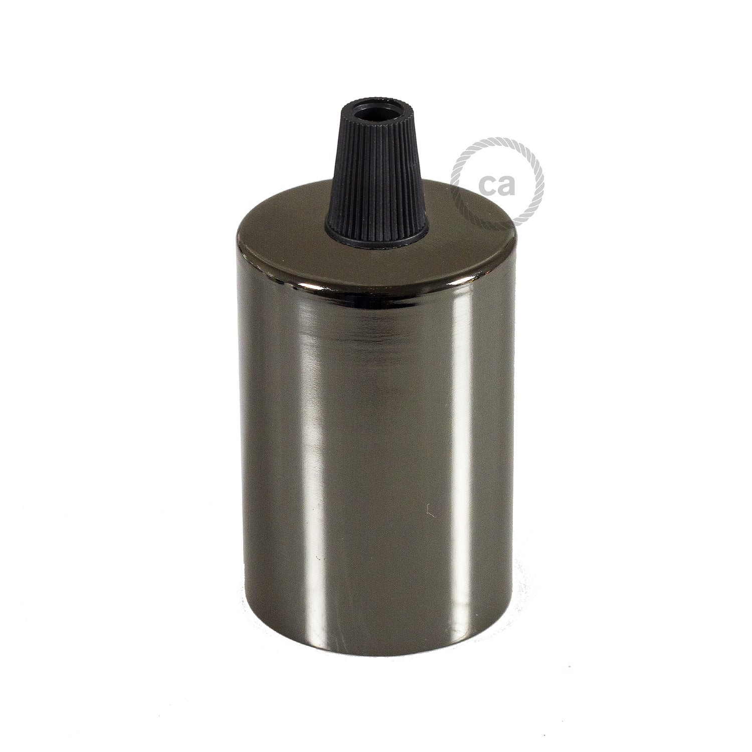 Kit portalampada E27 cilindrico in metallo - Nero perla Conico