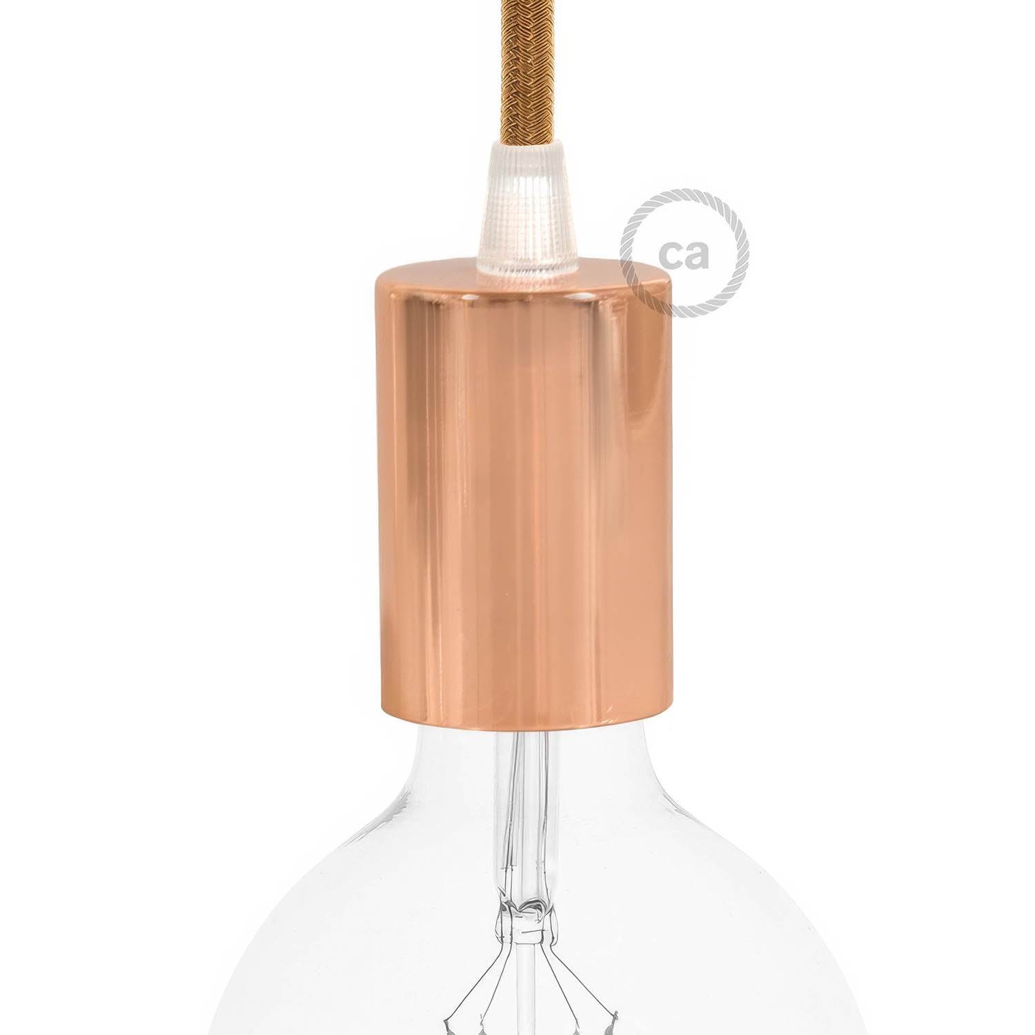 Kit portalampada E27 cilindrico in metallo - Rame Conico