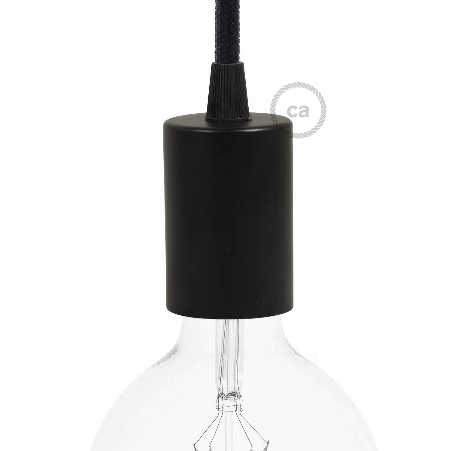 Kit portalampada E27 cilindrico in metallo - Nero Conico