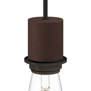 Kit portalampada E27 semifilettato in metallo con serracavo nascosto - Ruggine scura verniciata