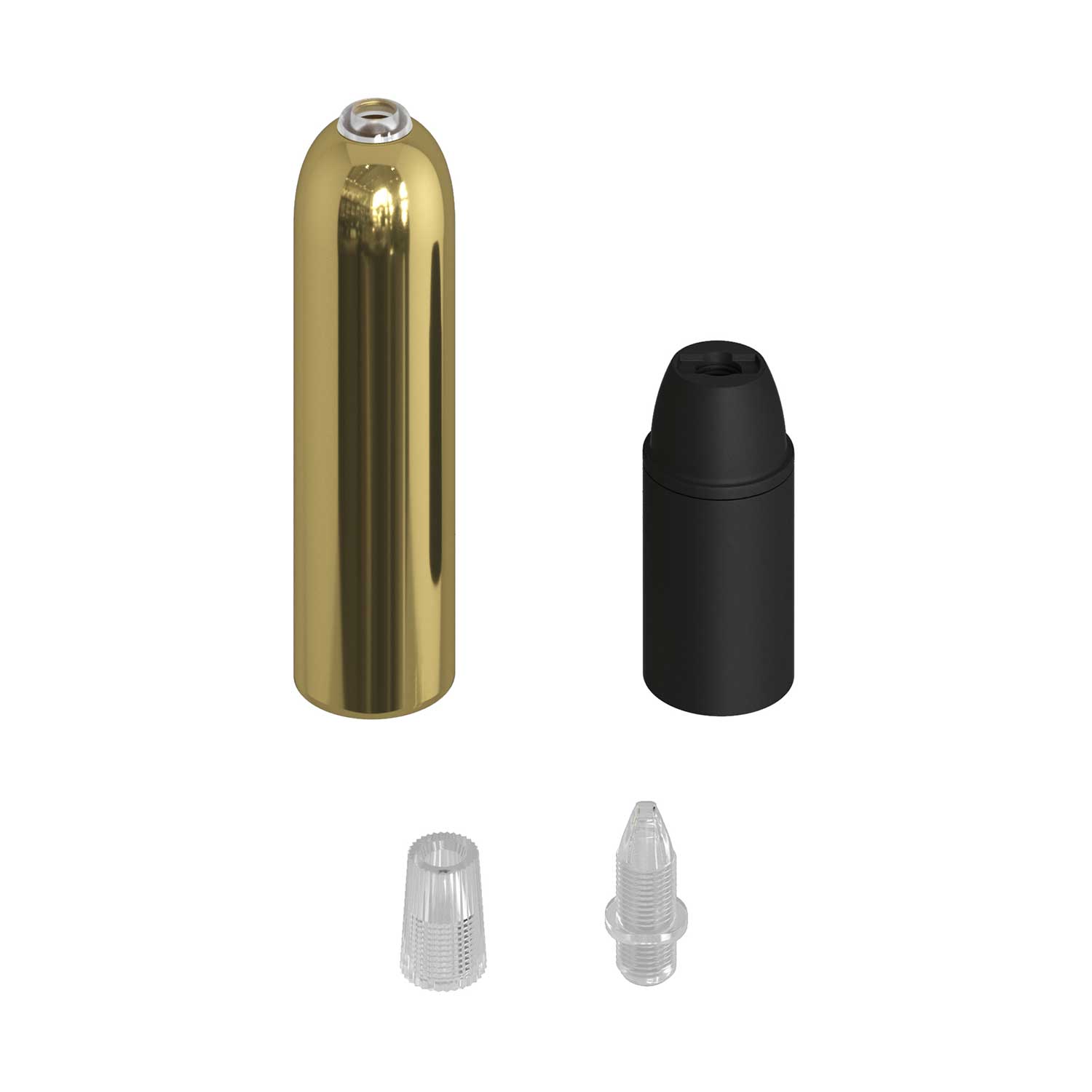 P-Light, kit portalampada E14 in metallo con serracavo a scomparsa - Ottone