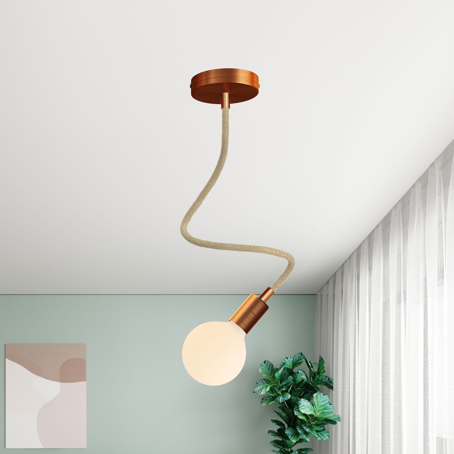 Kit Creative Flex tubo flessibile di estensione rivestito in juta RN06 Neutro con terminali metallici Rame satinato 60 cm