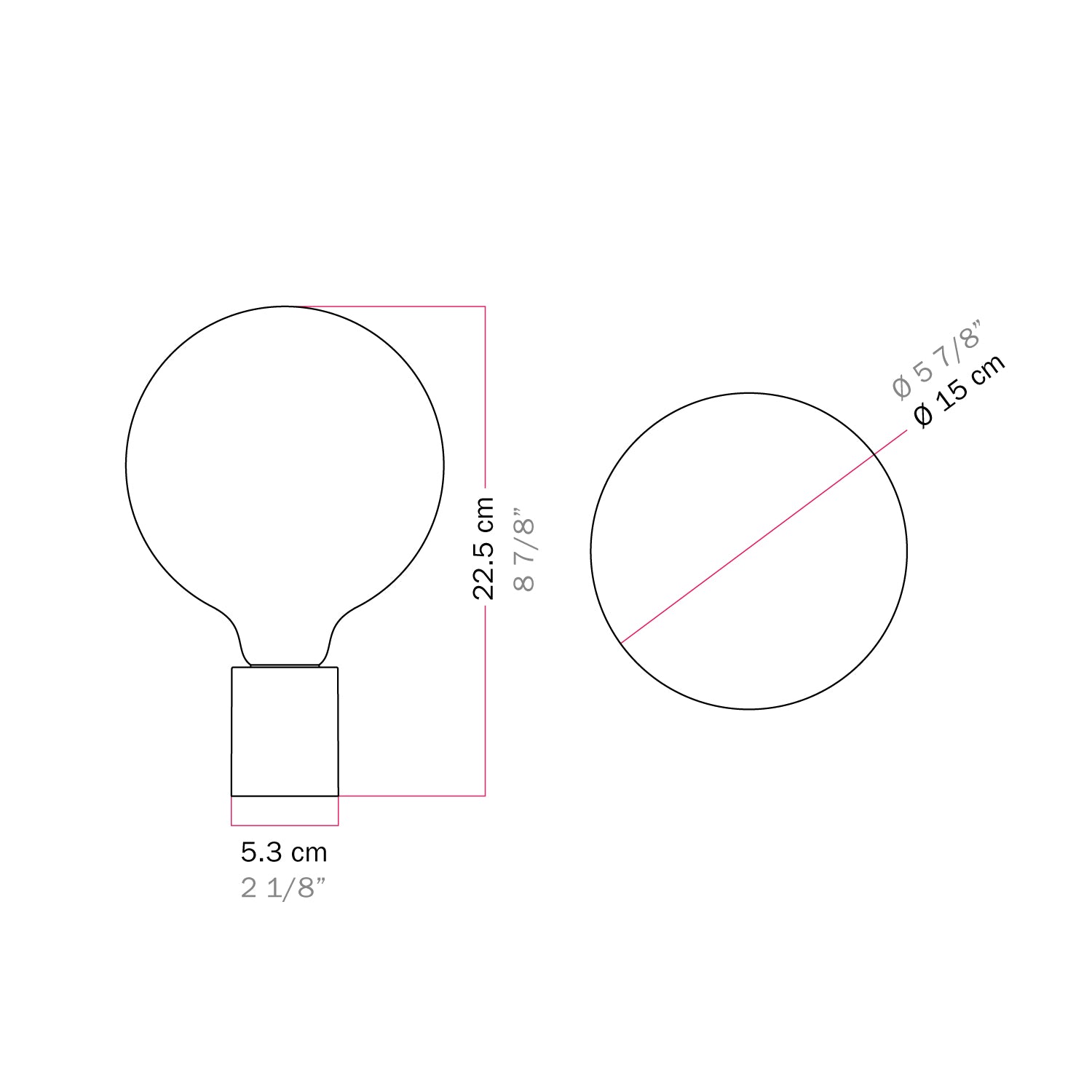 Applique in metallo con lampadina globo effetto porcellana - Titanio satinato