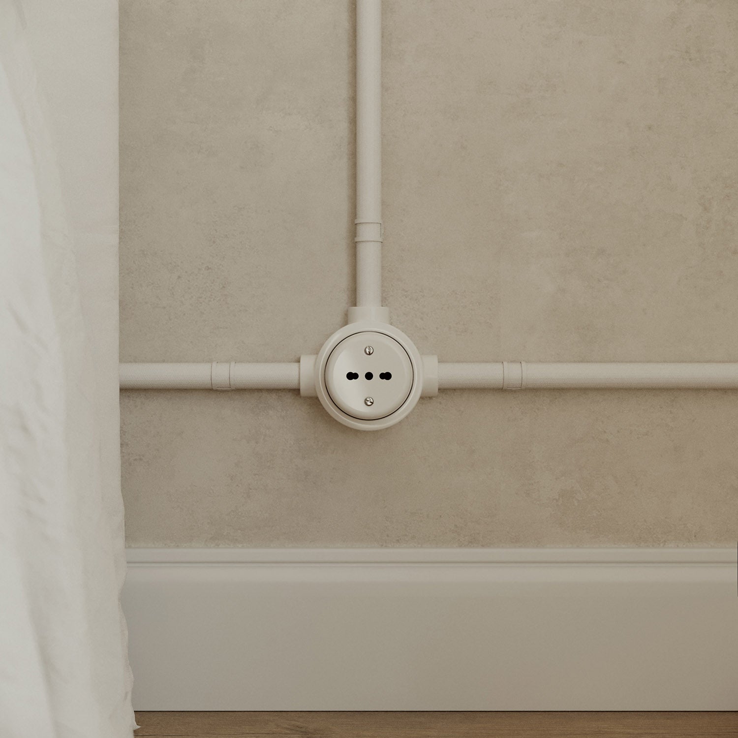 Kit presa bipasso italiana 10/16A da parete e base per Creative-Tubes in porcellana - Bianco 3