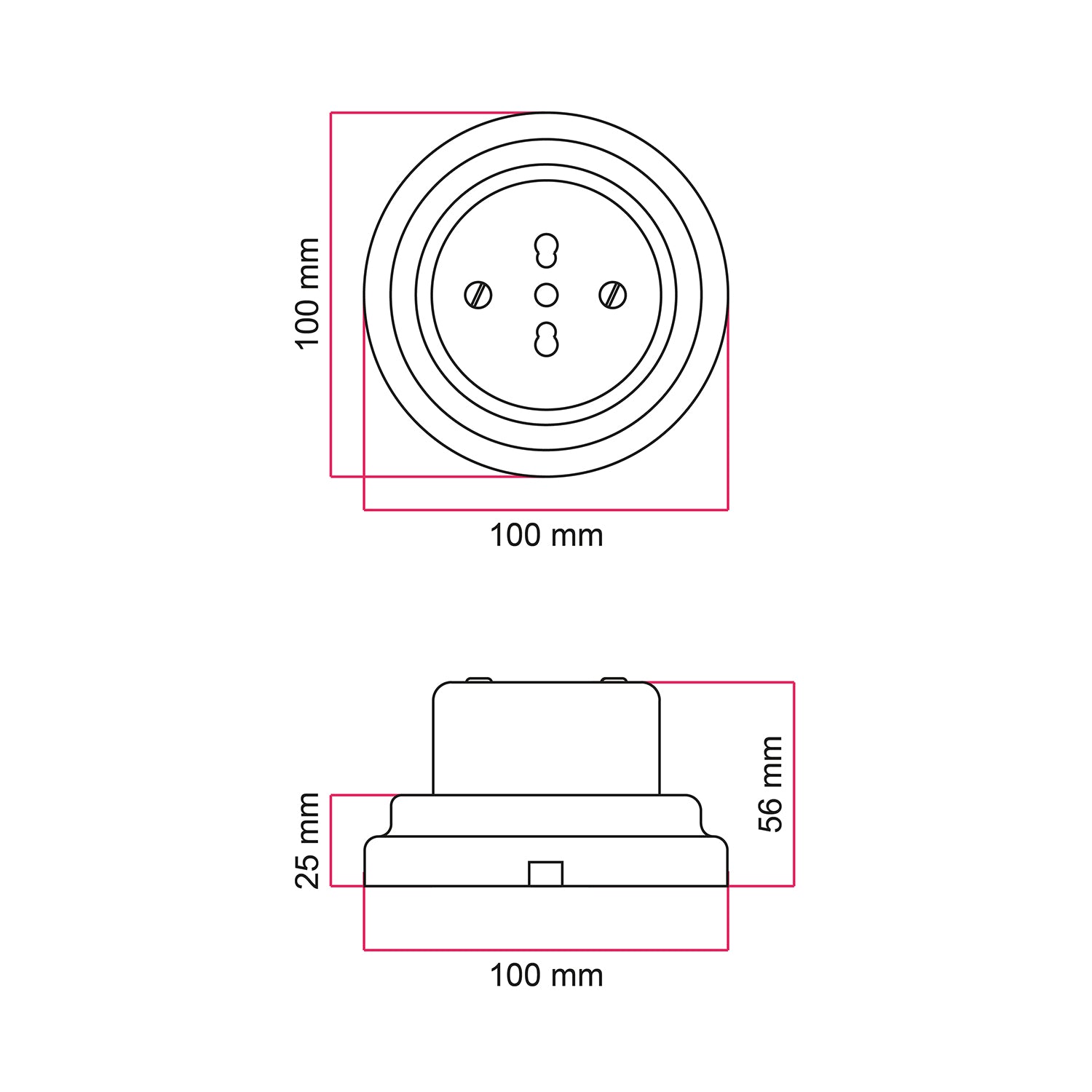 Kit presa bipasso italiana 10/16A da parete e base in porcellana - Nero