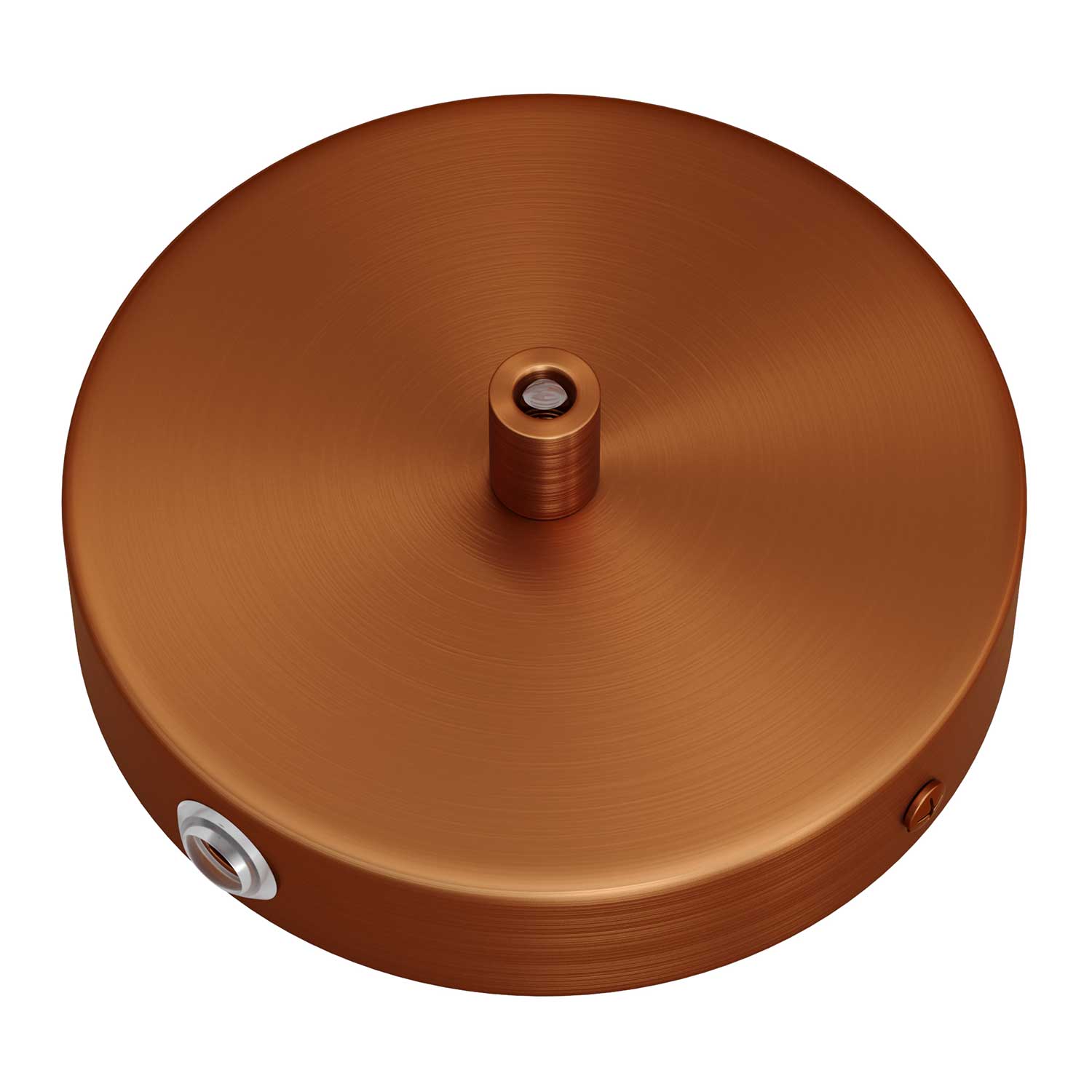 Kit rosone cilindrico in metallo a 1 foro centrale e 2 fori laterali - Rame satinato Cilindrico