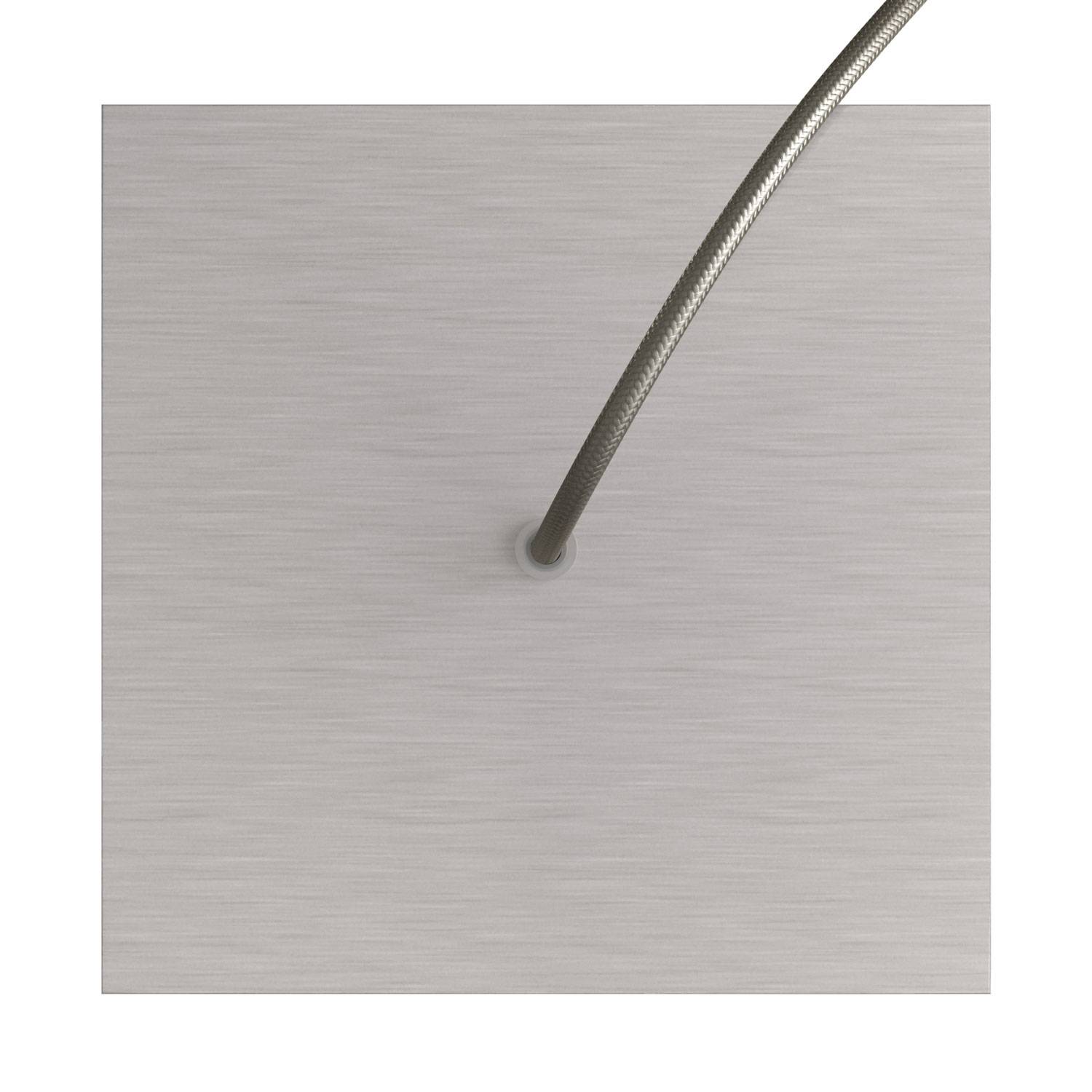 Rosone Rose-One quadrato, 200 mm con 1 foro e 4 fori laterali - Dibond Acciaio satinato Bianco