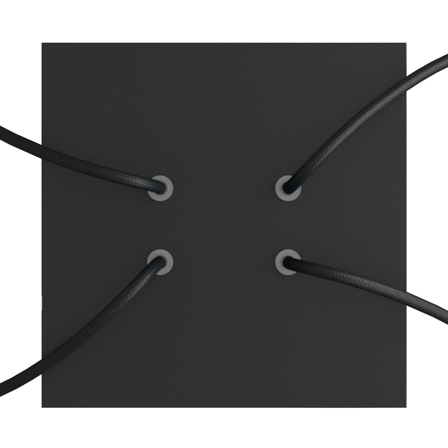 Rosone Rose-One quadrato, 200 mm con 4 fori e 4 fori laterali - Nero opaco Bianco