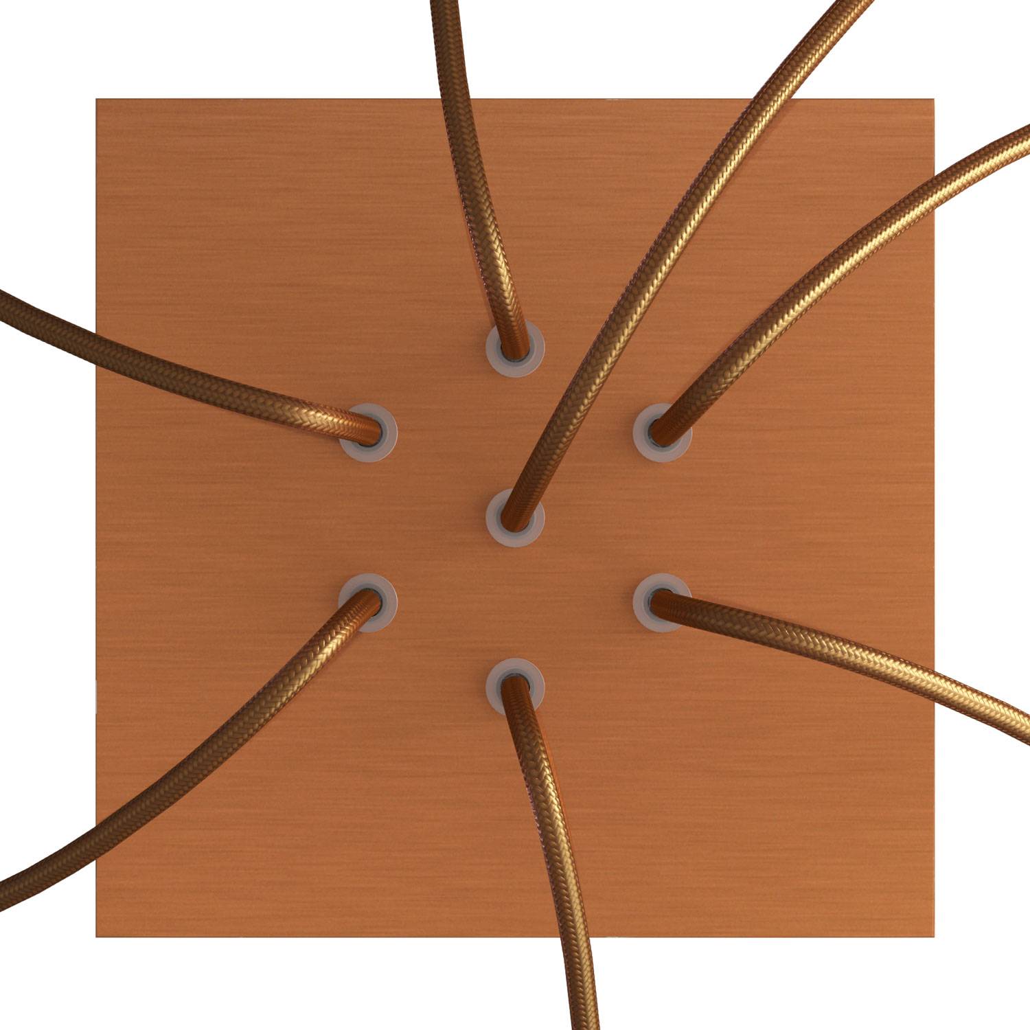 Rosone Rose-One quadrato, 200 mm con 7 fori e 4 fori laterali - Dibond Rame satinato Bianco