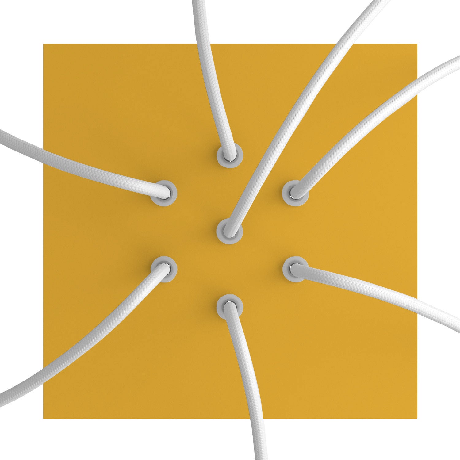 Rosone Rose-One quadrato, 200 mm con 7 fori e 4 fori laterali - Mostarda Bianco