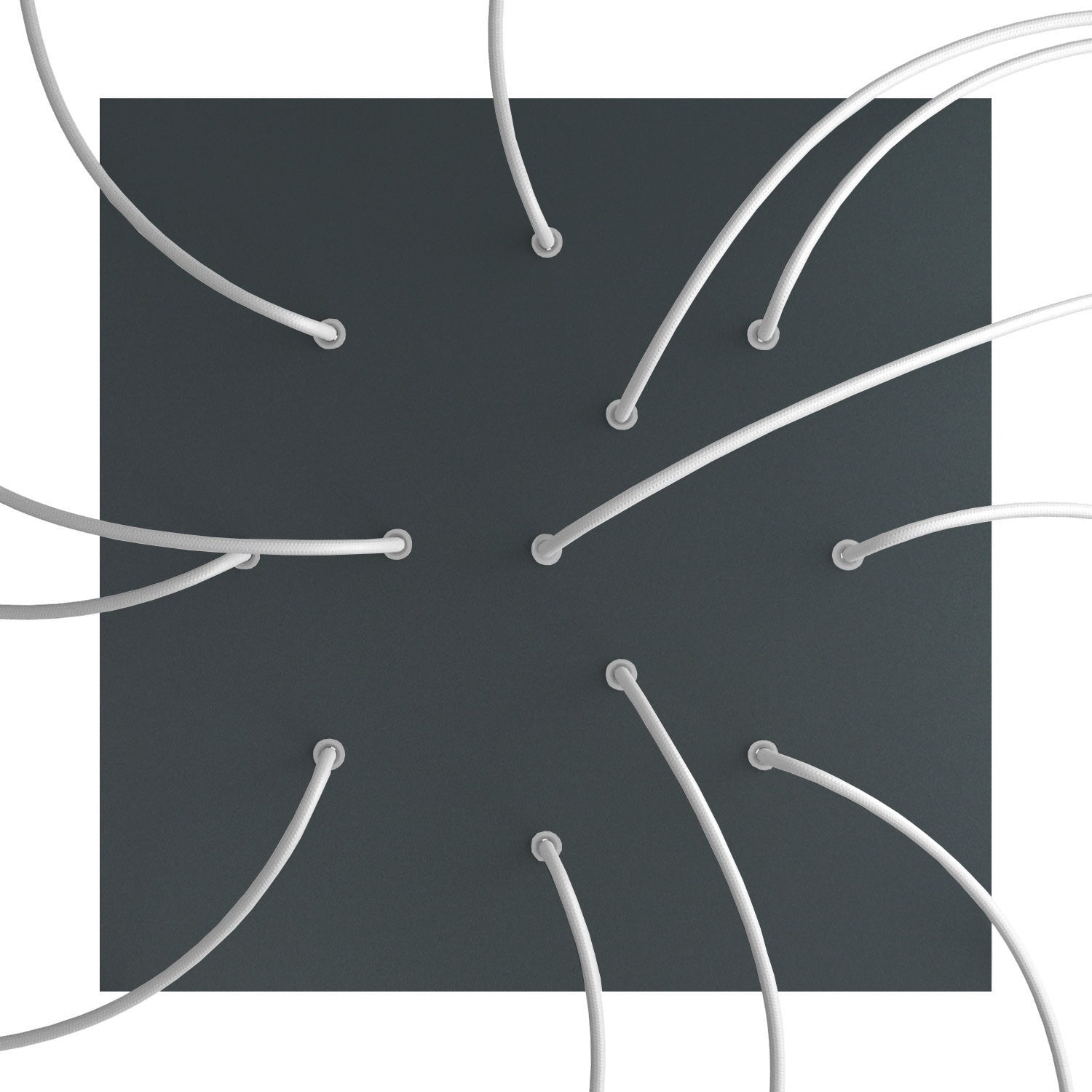 Rosone XXL Rose-One quadrato, 400 mm con 12 fori e 4 fori laterali - Antracite Bianco