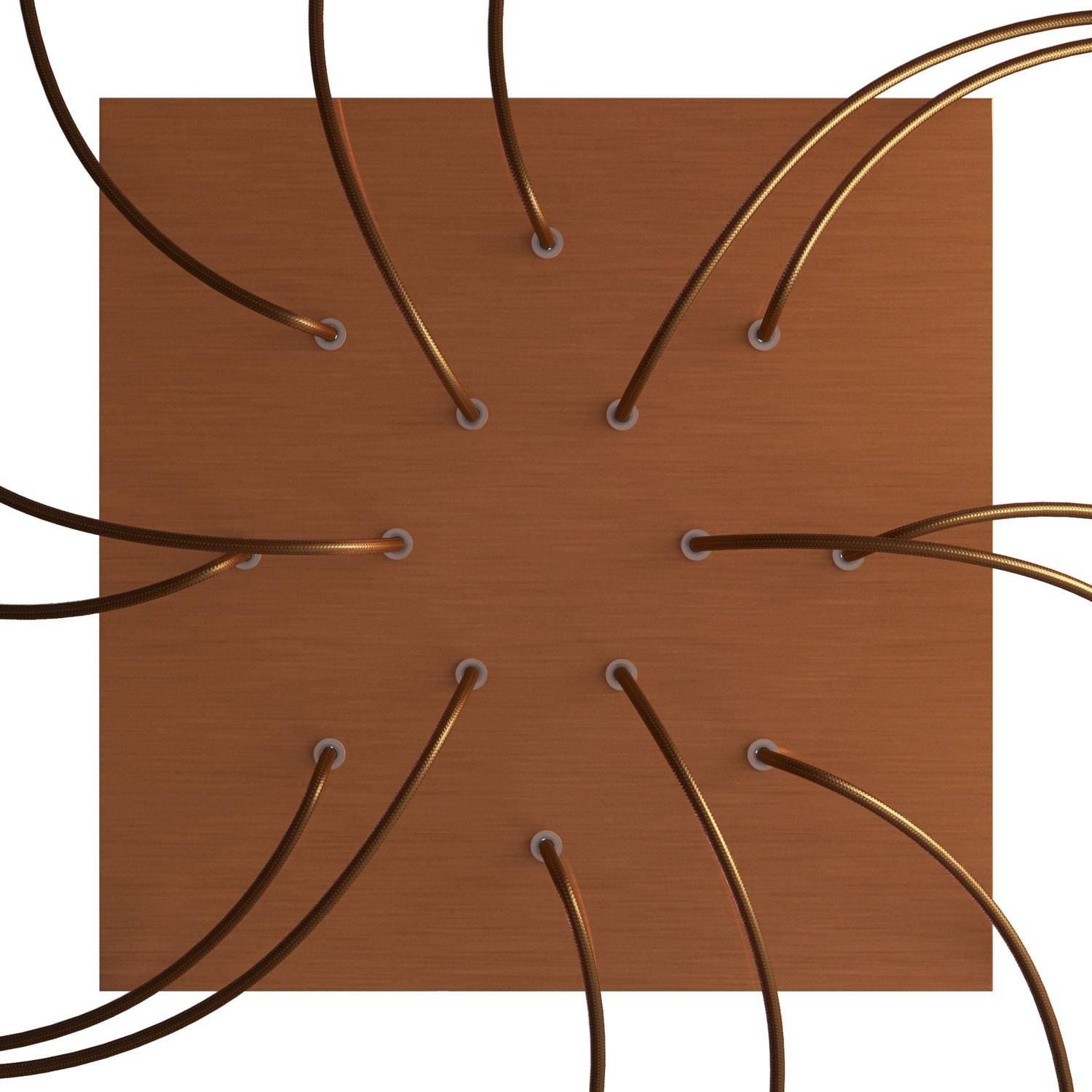 Rosone XXL Rose-One quadrato, 400 mm con 14 fori e 4 fori laterali - Dibond Rame satinato Bianco